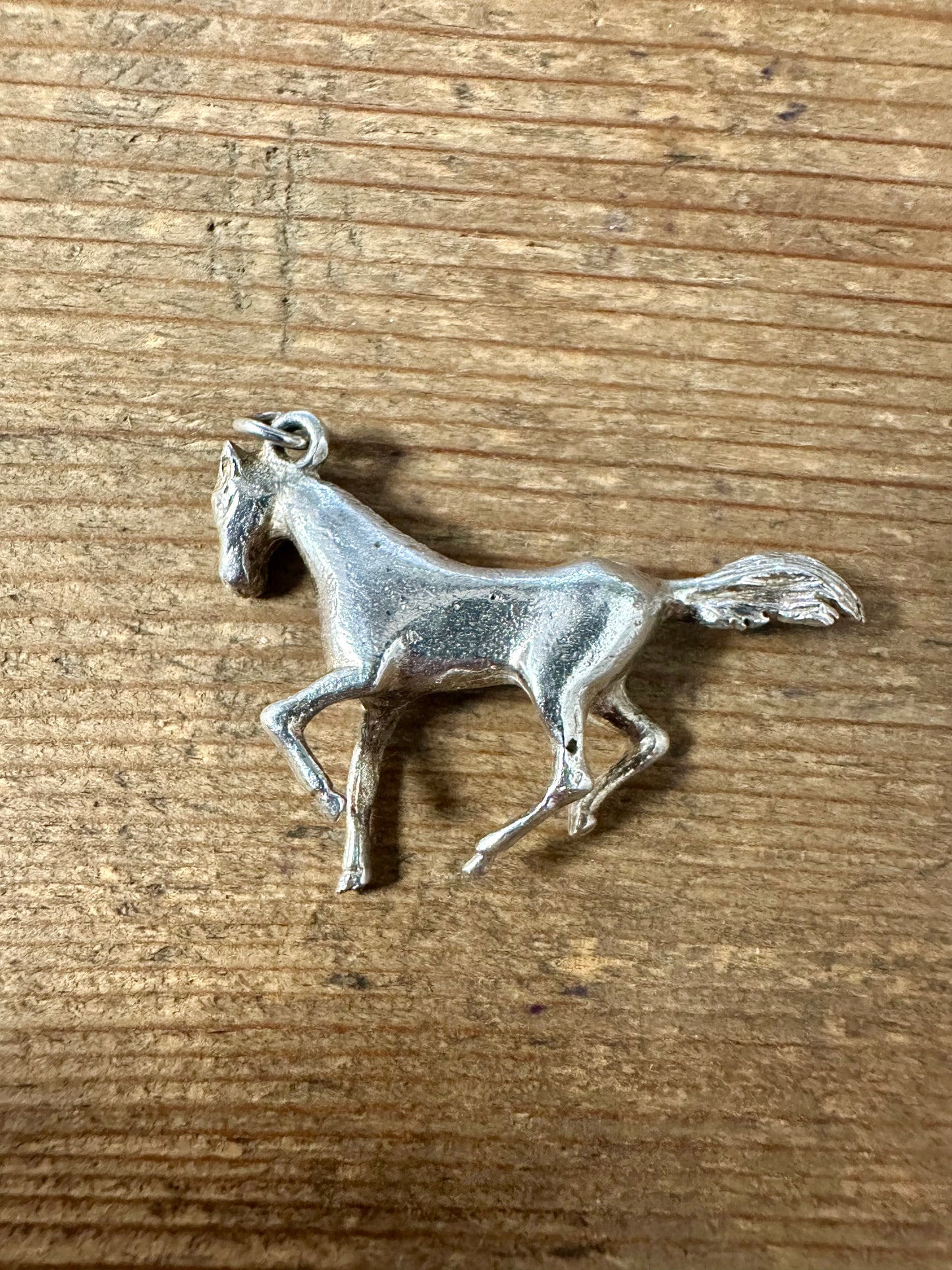 Vintage 1973 Large Horse Solid 925 Silver Pendant