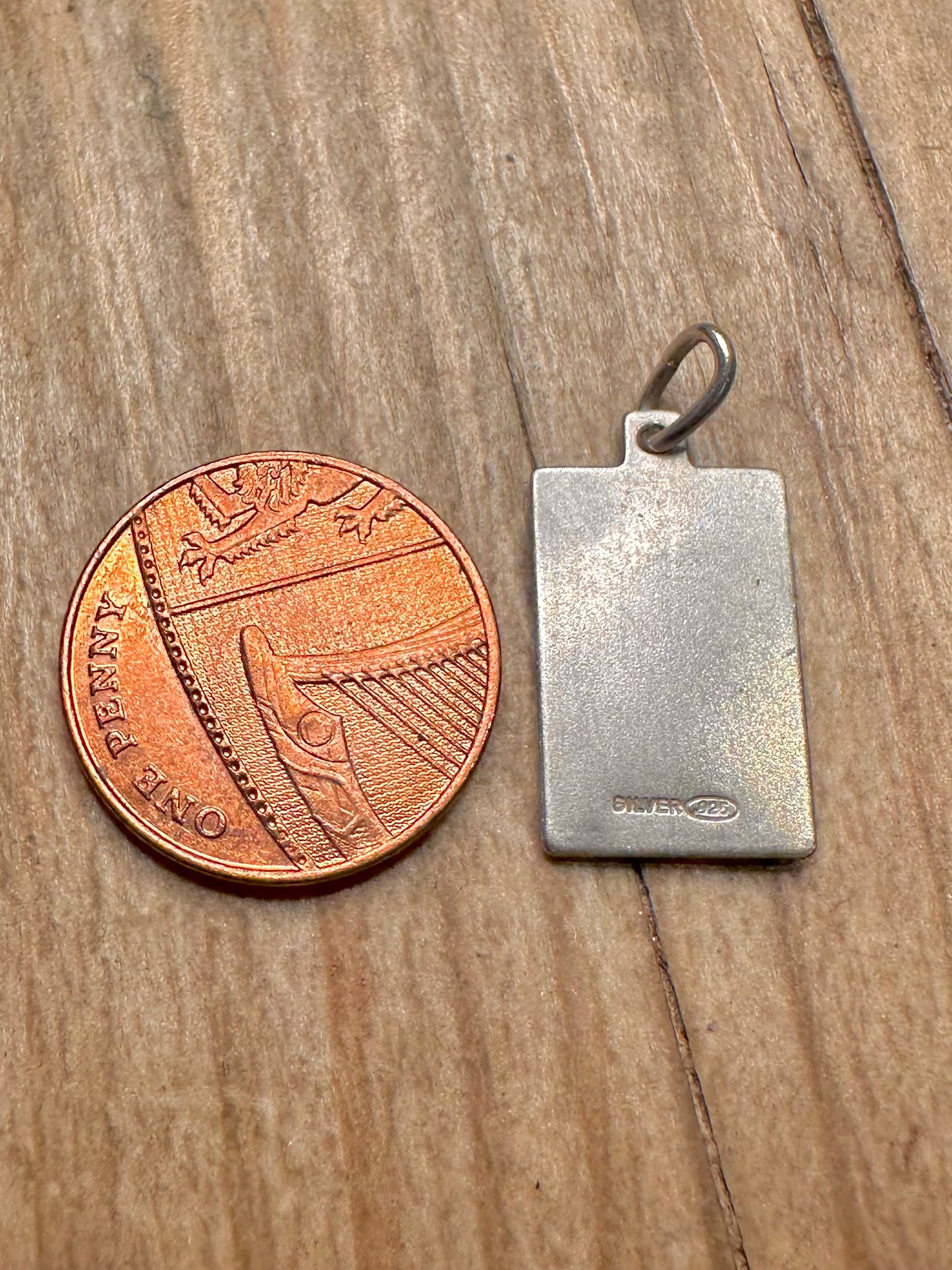 Vintage Pisces Rectangle 925 Sterling Silver Pendant