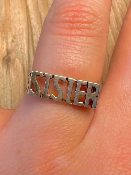 Vintage Sister Gold on 925 Sterling Silver Size O Ring