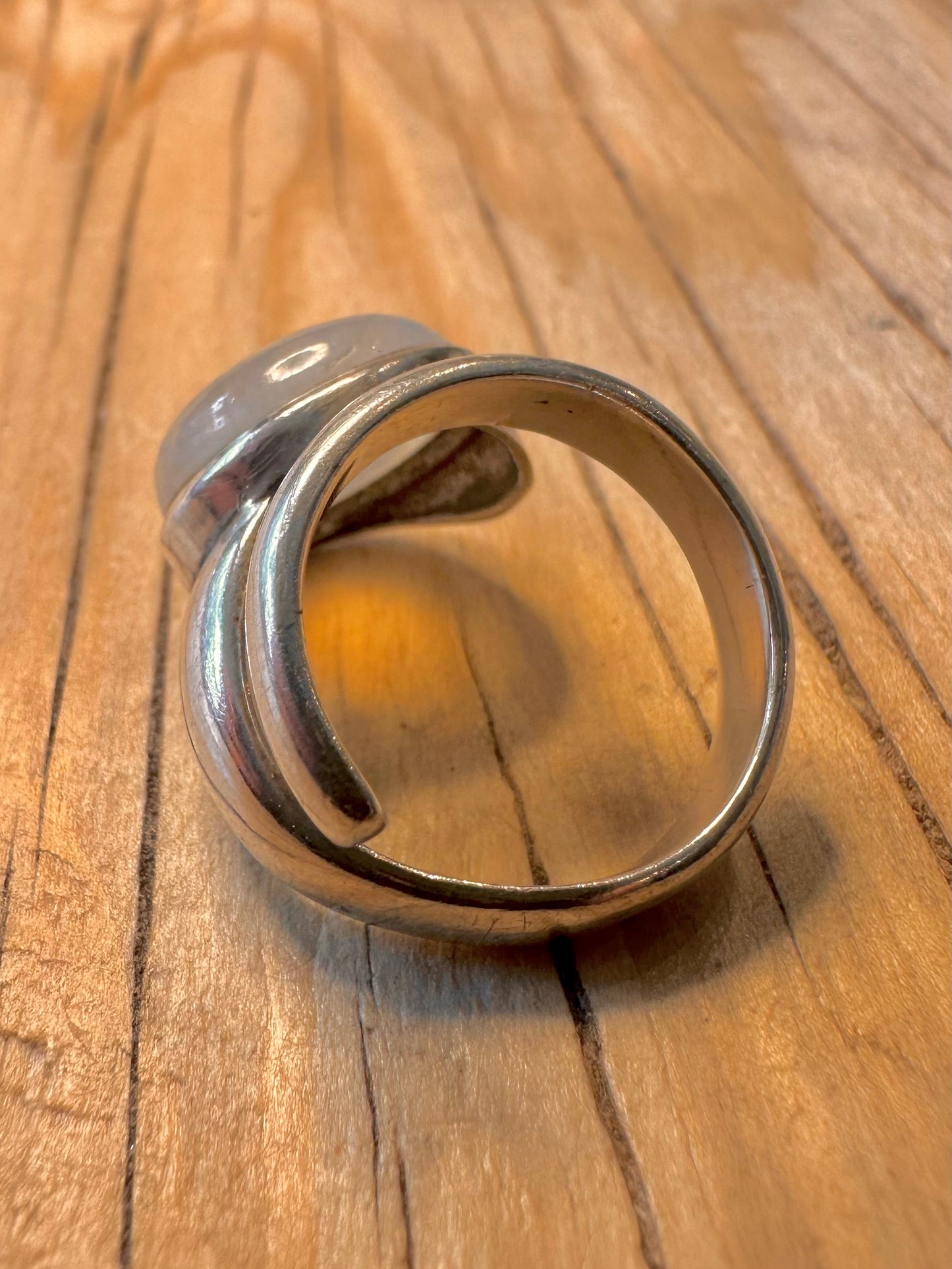 Abstract Moonstone Layer 925 Silver Size M Ring