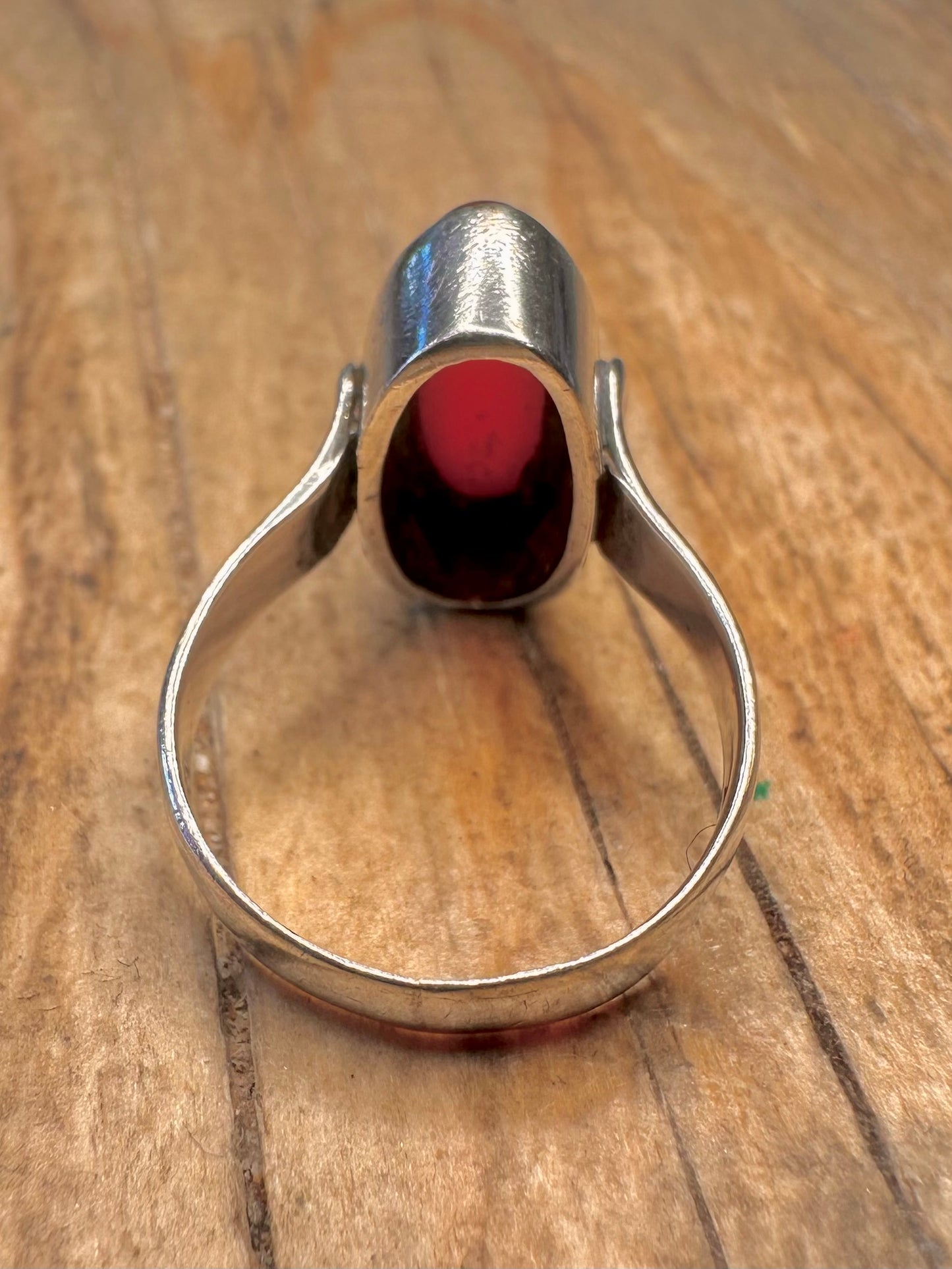 Vintage 1970 Carnelian 925 Sterling Silver Size K Ring