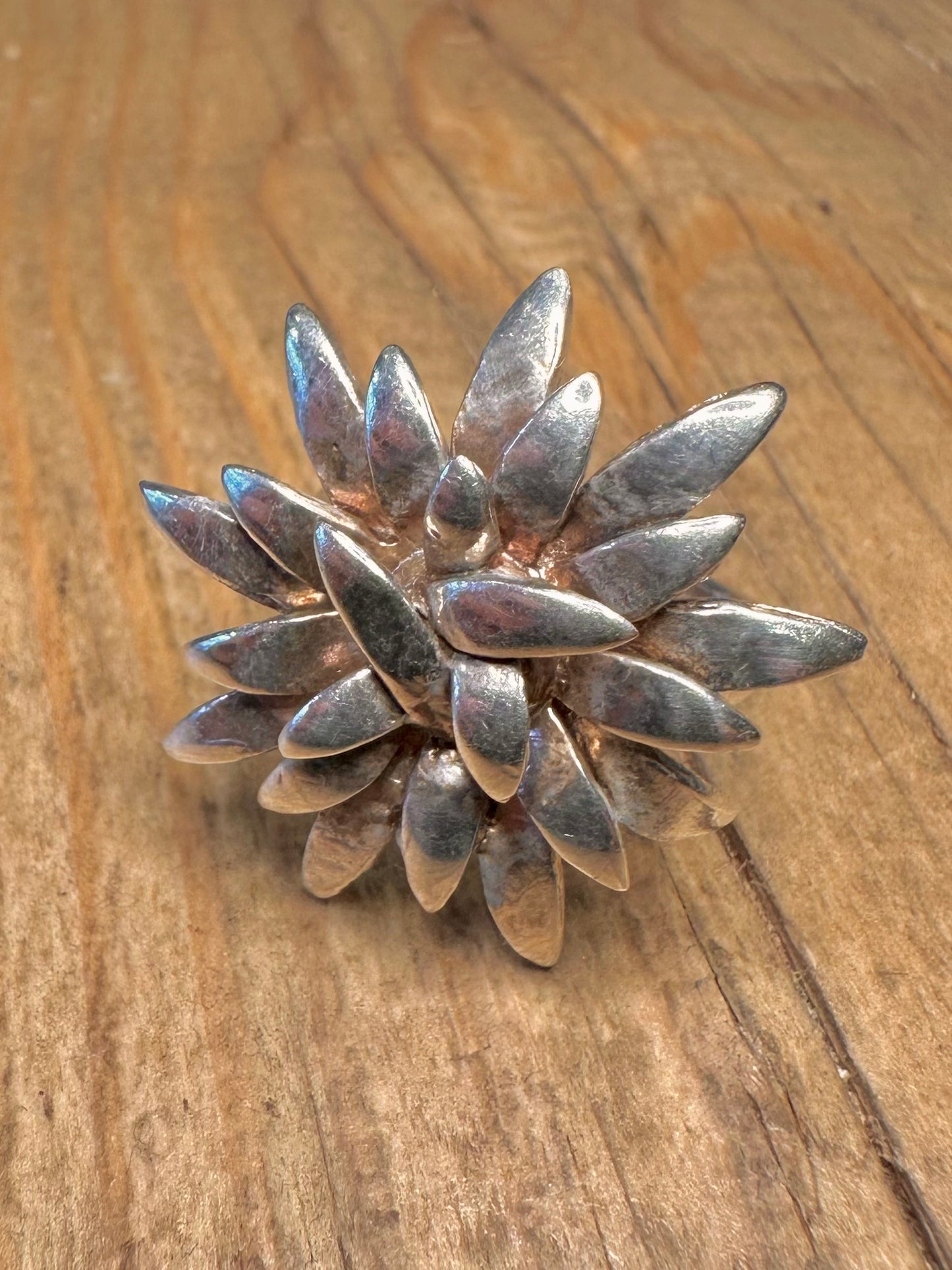 Abstrakter großer Blumenring aus 925er Sterlingsilber, Größe S1/2