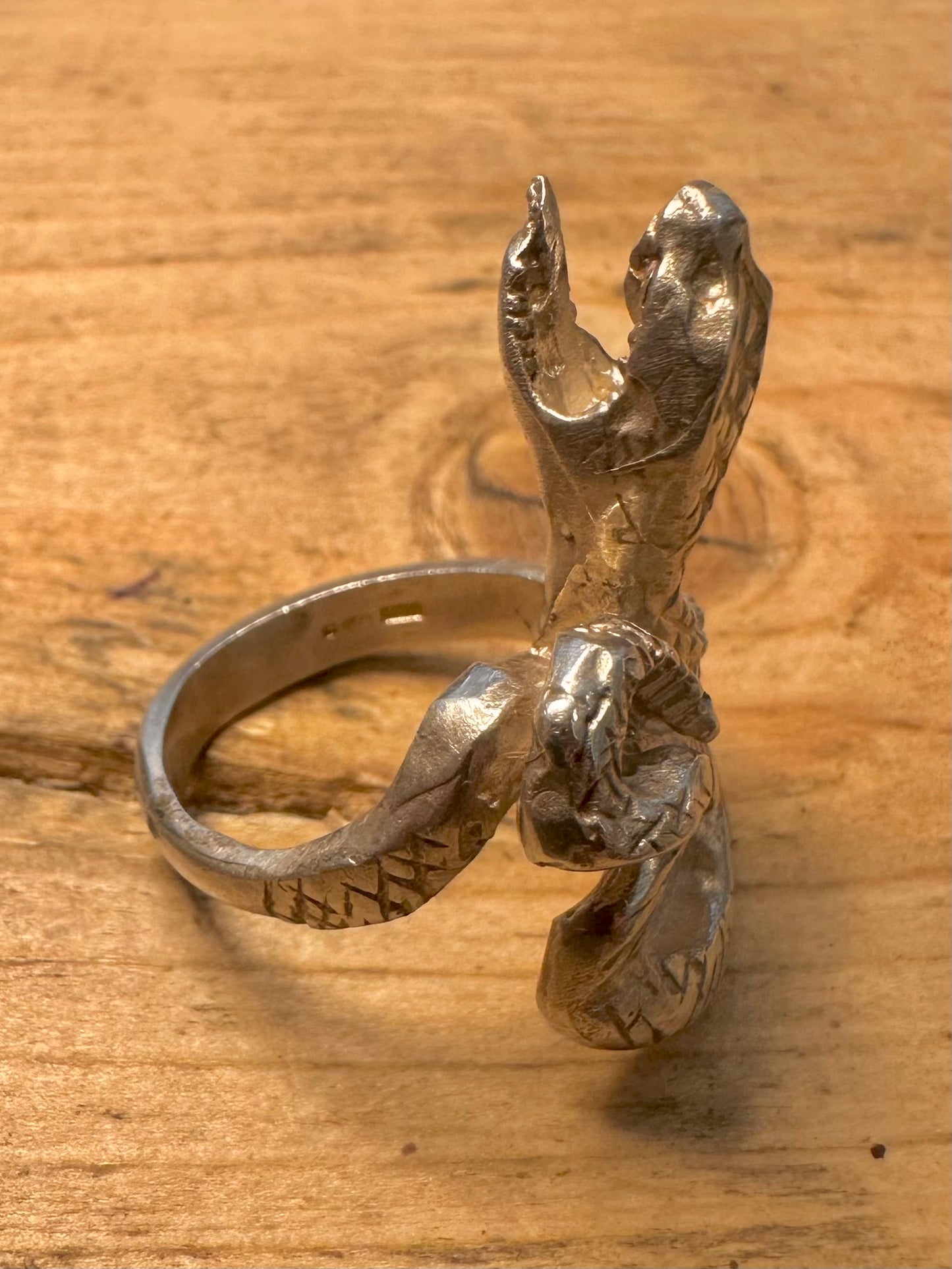 Vintage Chunky Snake 925 Silver Size Q Ring