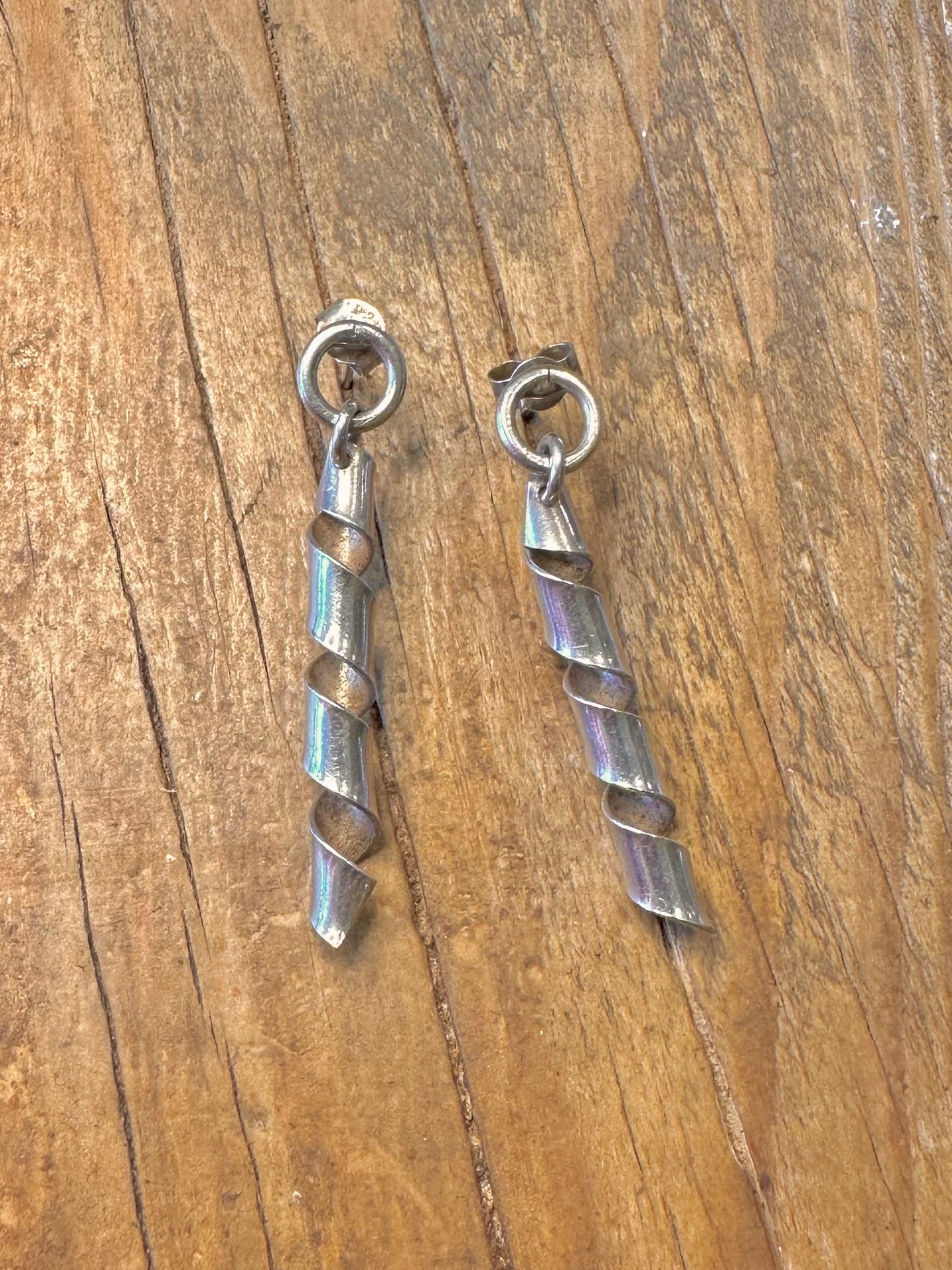 Twisted Dangle 925 Sterling Silver Earrings