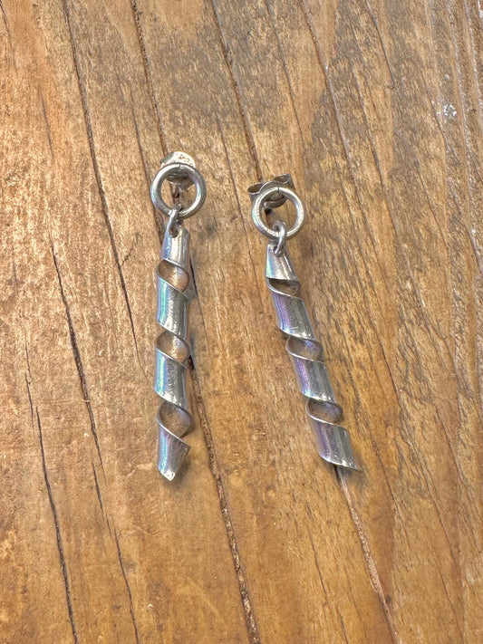 Twisted Dangle 925 Sterling Silver Earrings