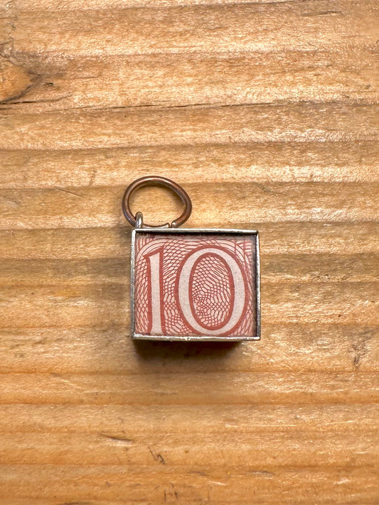 10 Shilling Note Emergency Old British 925 Sterling Silver Charm Pendant