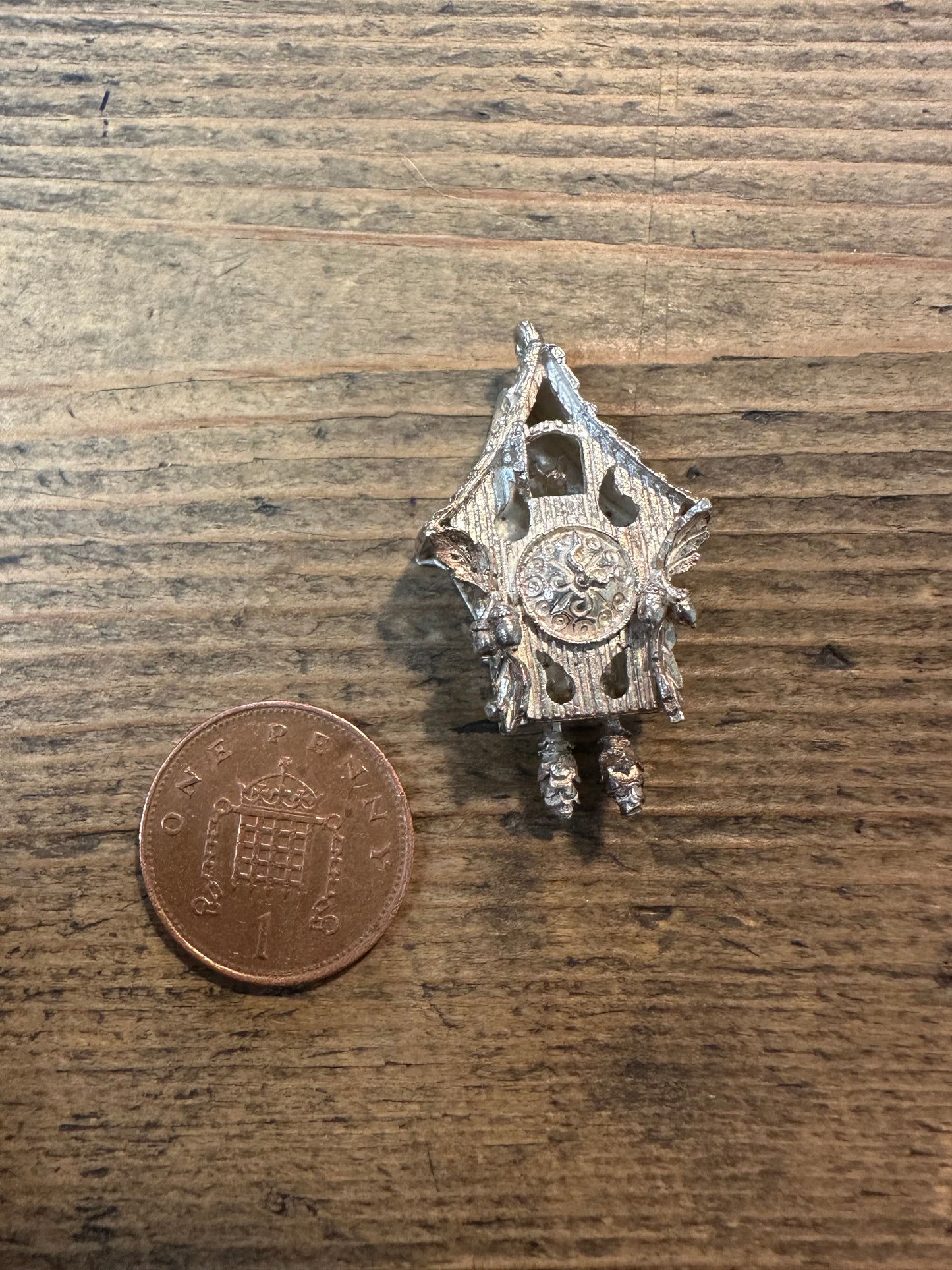 Vintage Large Cuckoo Clock 925 Silver Charm Pendant