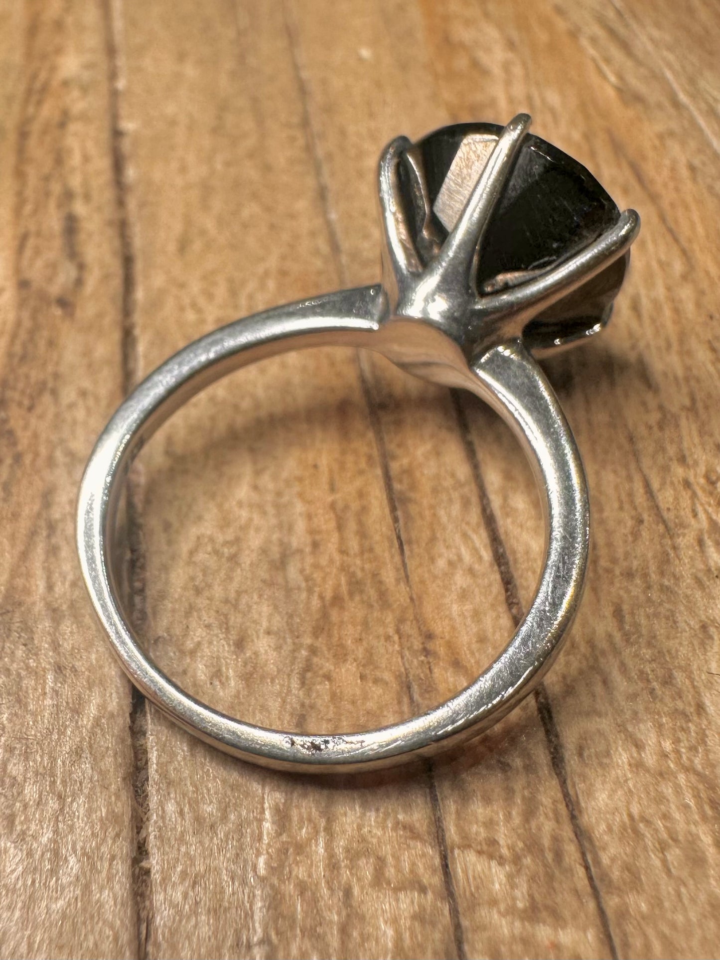 Vintage Black Stone 925 Sterling Silver Size O1/2 Ring