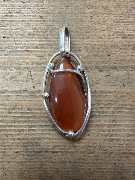 Modernist Carnelian Abstract 925 Silver Pendant