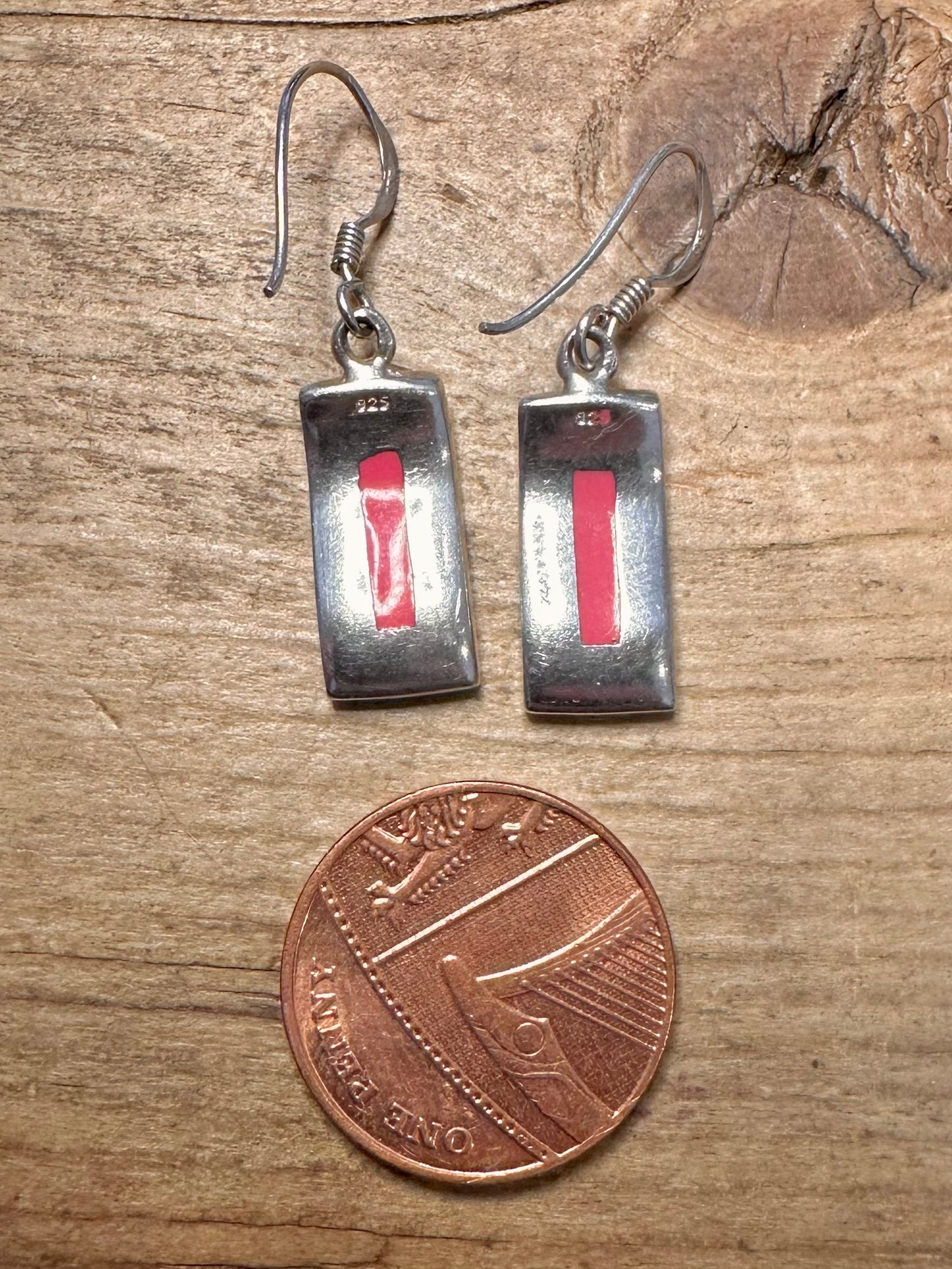 Abstract Pink Mother of Pearl 925 Silver Earrings