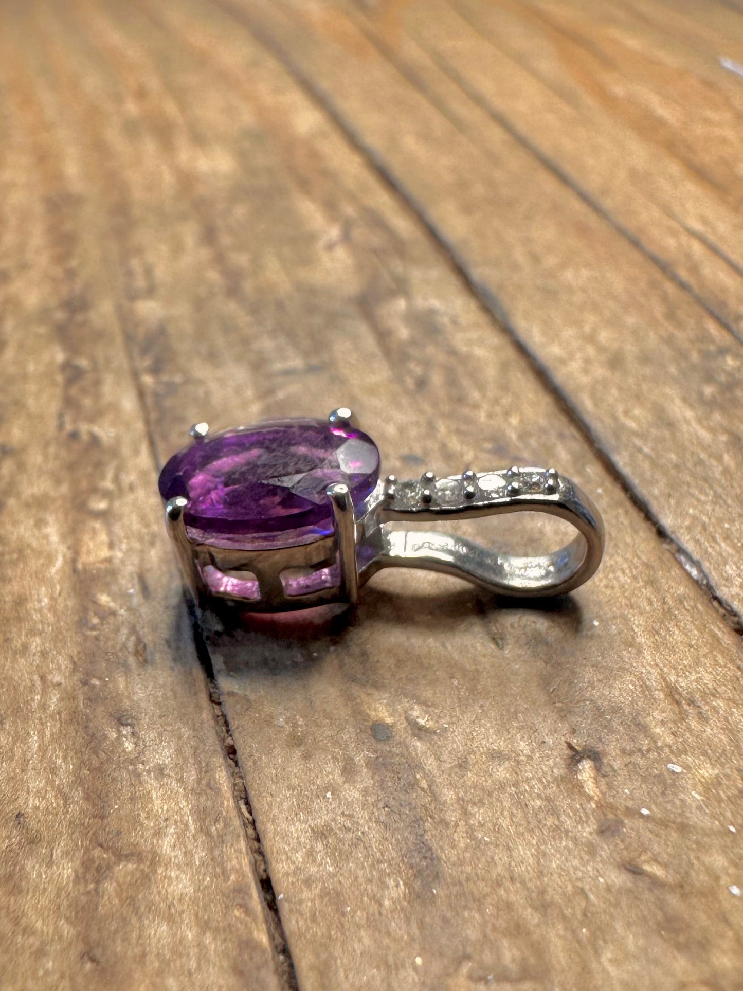 Amethyst and CZ 925 Sterling Silver Pendant