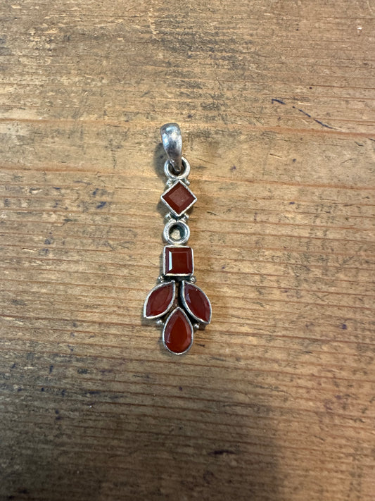 Vintage Carnelian Dangle 925 Silver Pendant