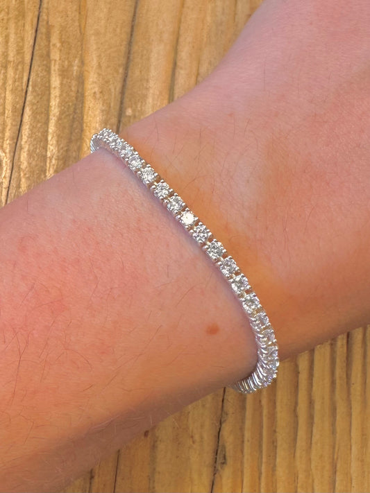White CZ Stone Tennis Bracelet 925 Sterling Silver 7.2 inch Bracelet