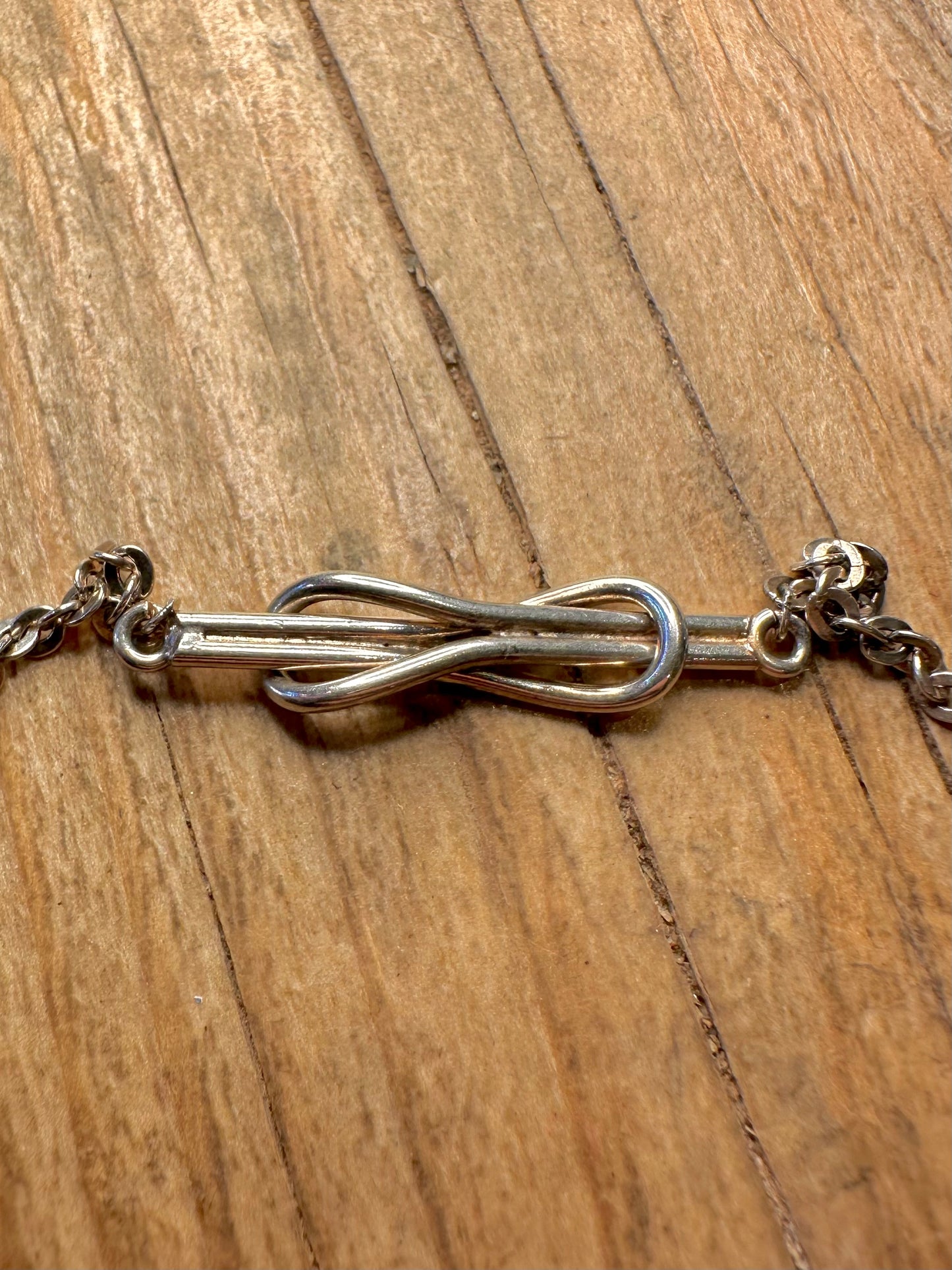 Abstract Reef Knot Moving 925 Sterling Silver 37.5 inch Necklace