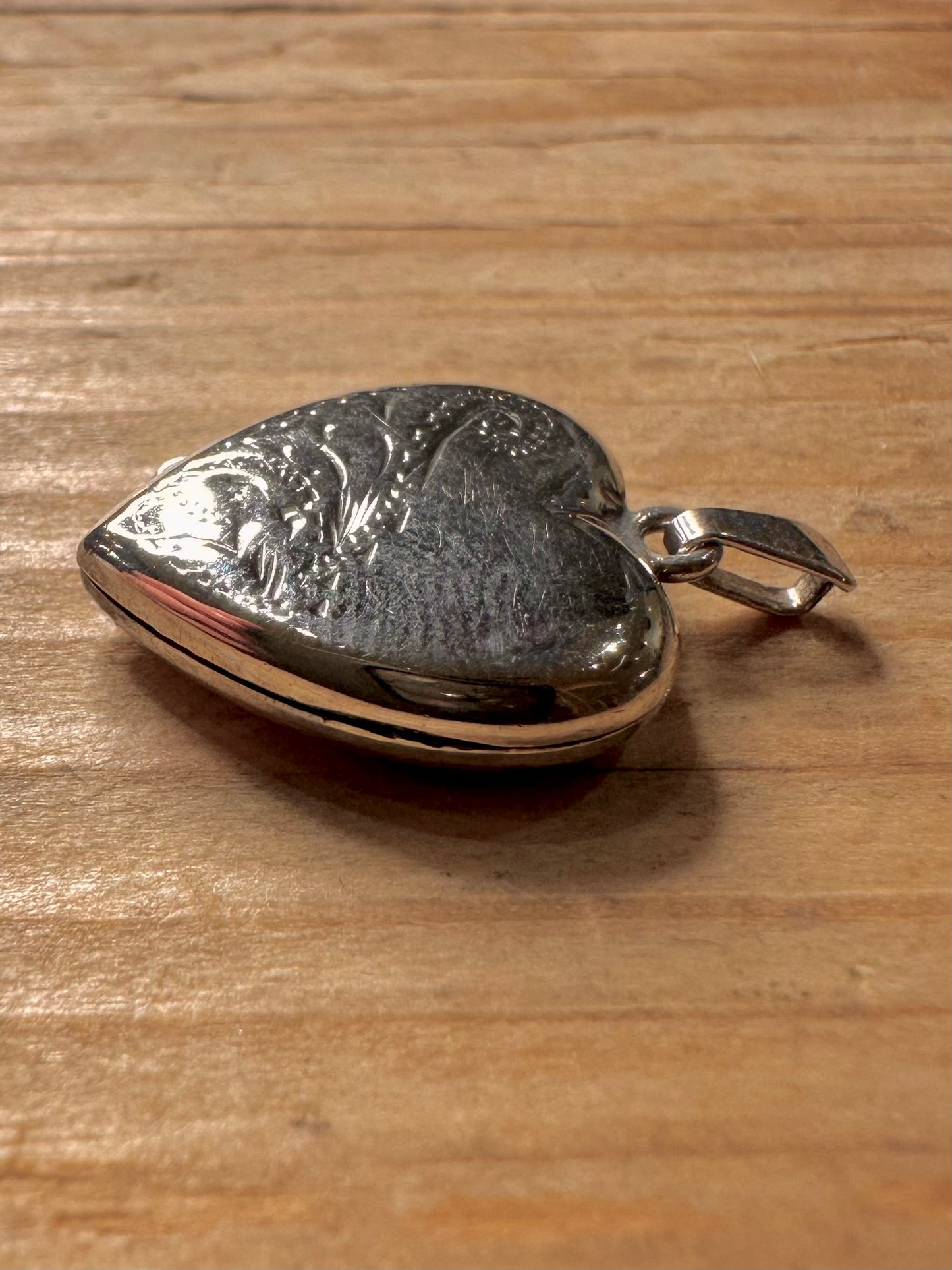 Vintage Engraved Heart Locket 925 Sterling Silver Pendant