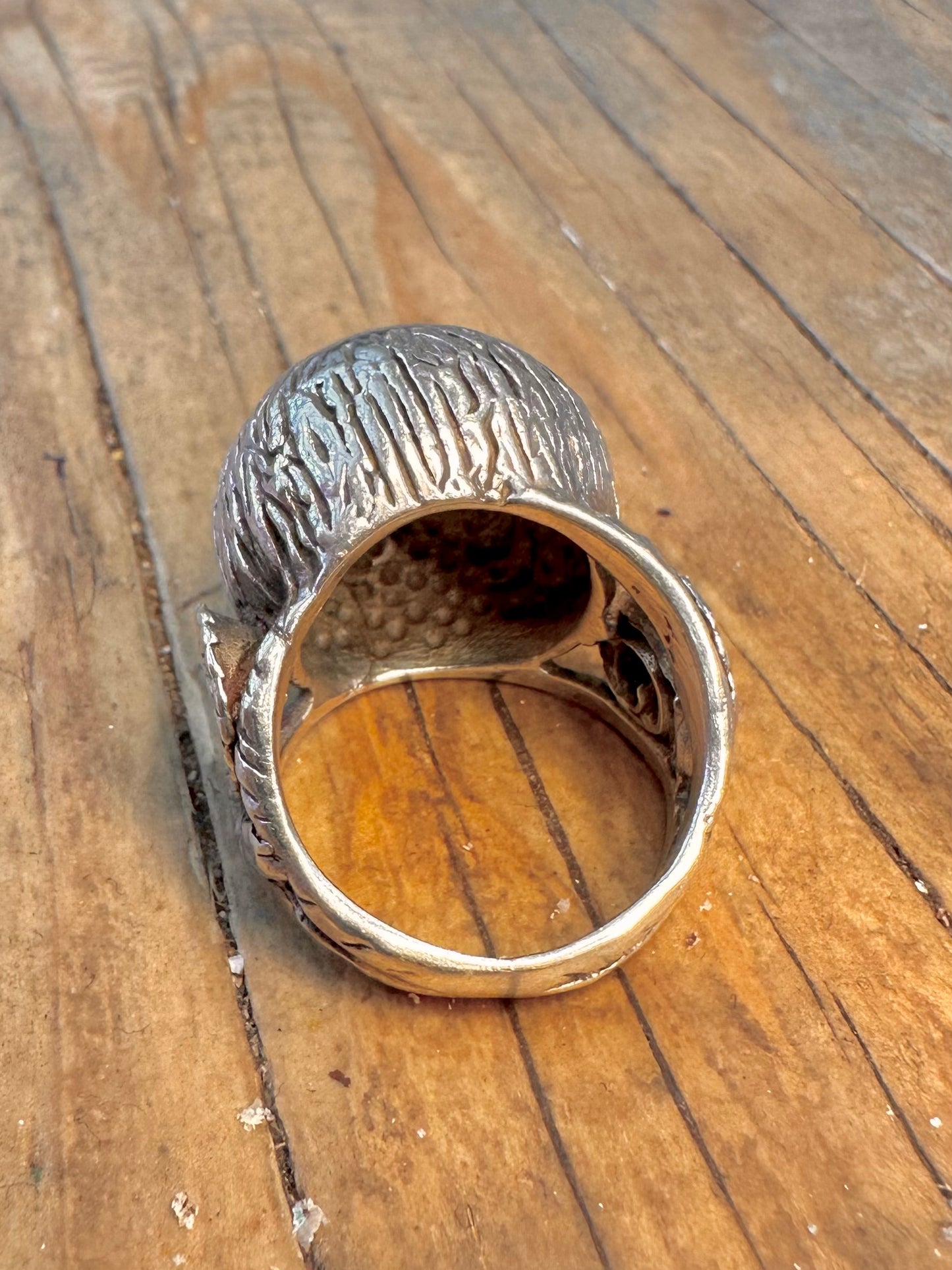 Spherical Textured Swirl Design 925 Sterling Silver Size N Ring