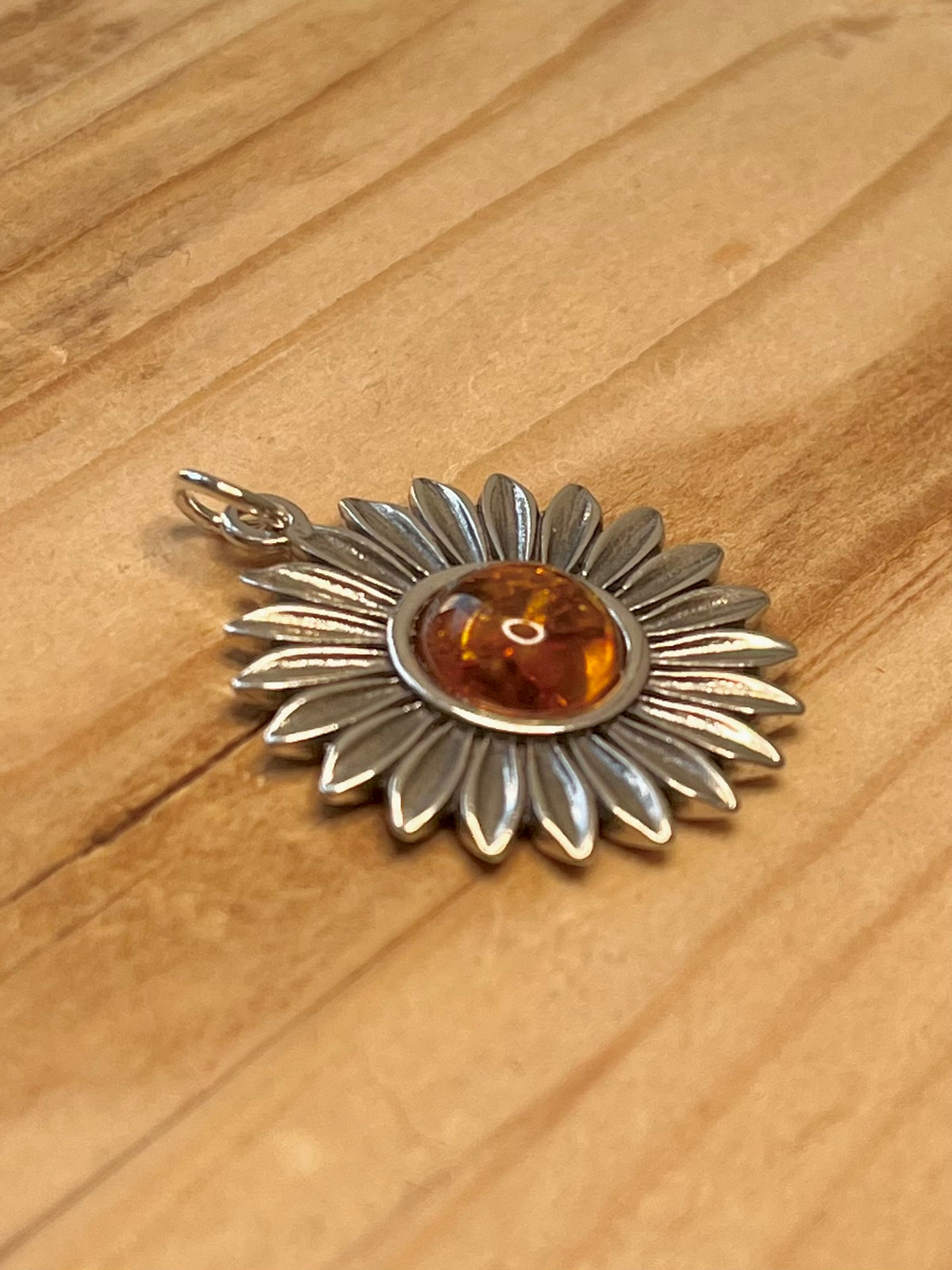 Amber Flower 925 Sterling Silver Pendant
