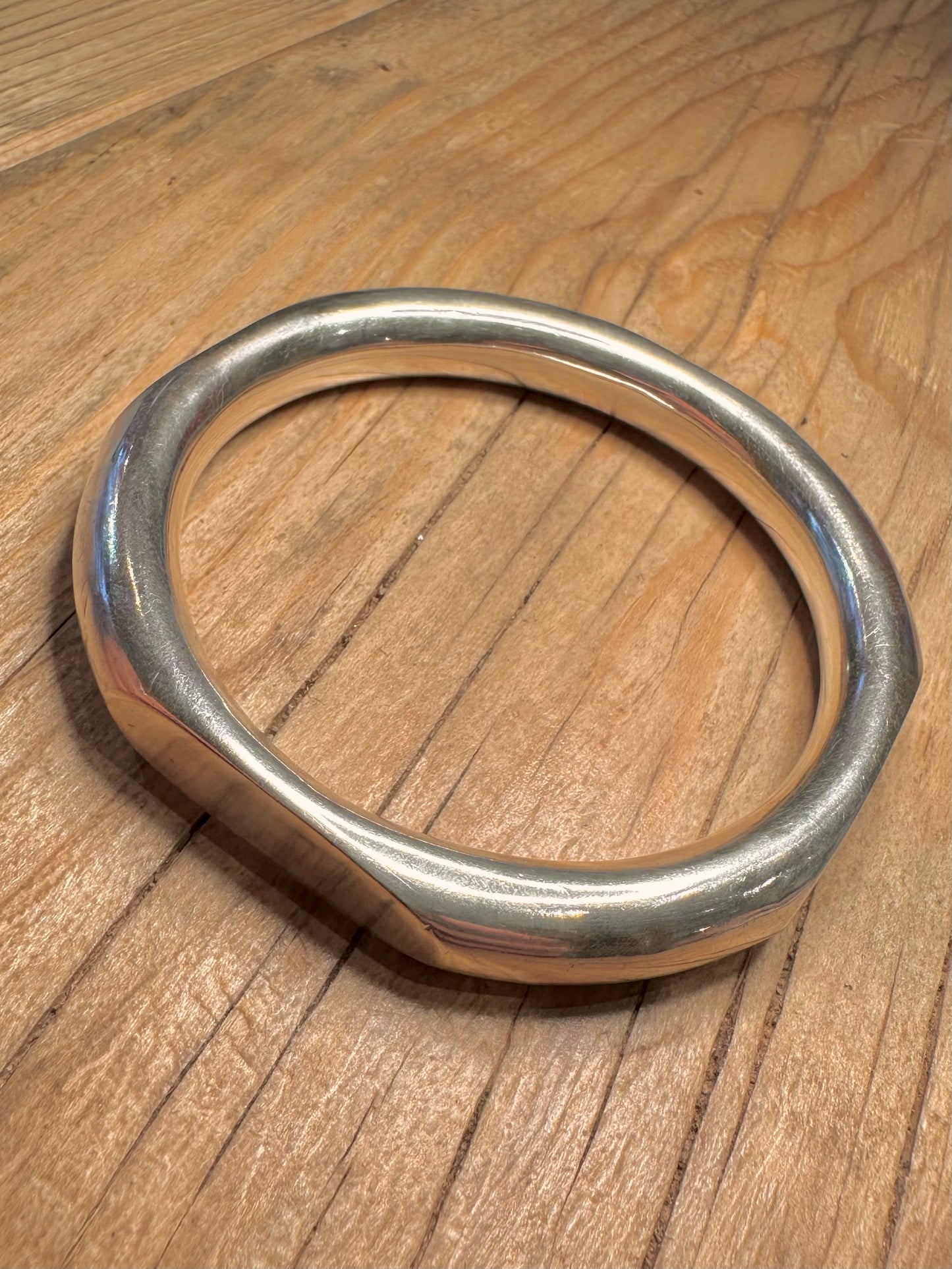 Abstract Chunky Shaped 925 Sterling Silver Bangle