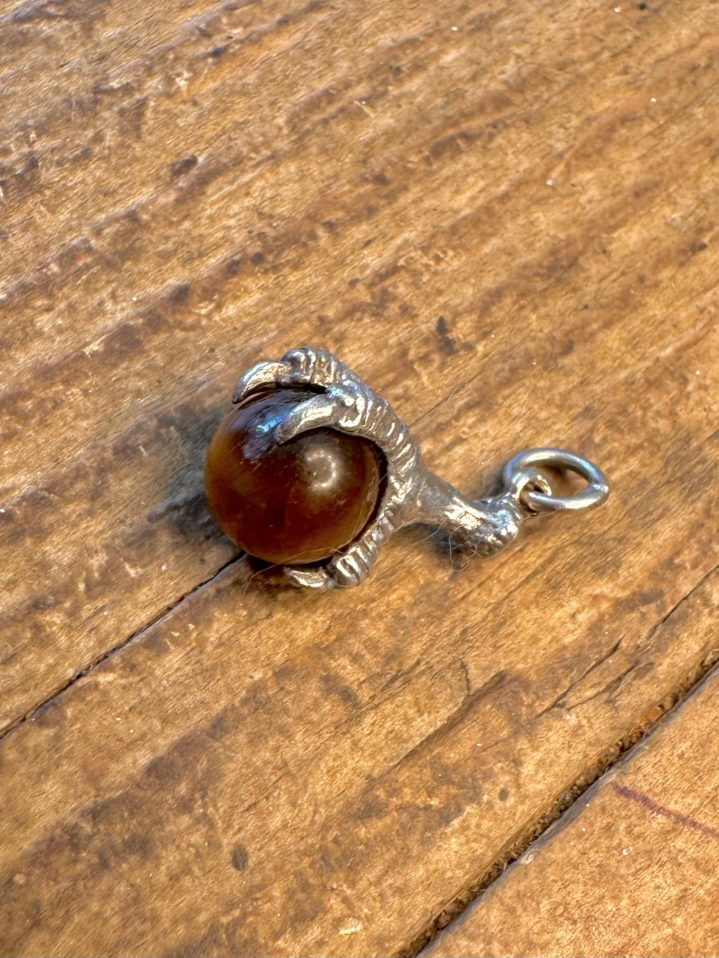 Tigers Eye Talon Claw 925 Sterling Silver Charm Pendant