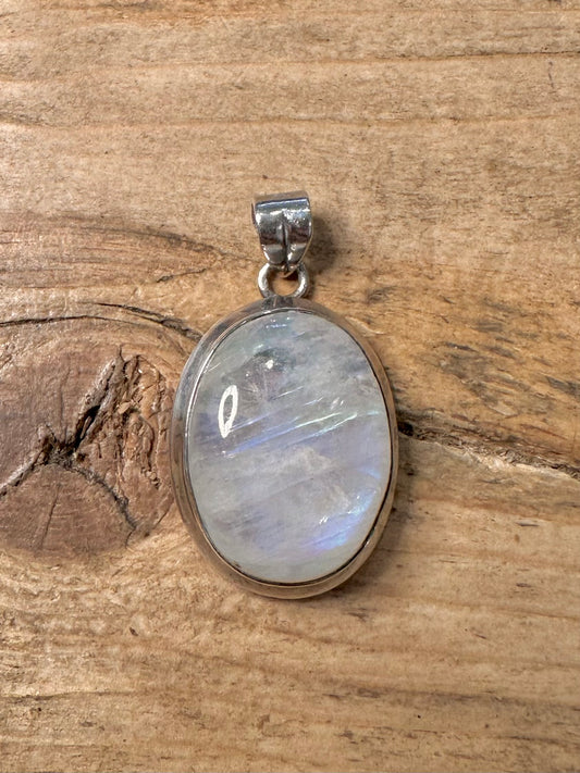 Vintage Moonstone Oval 925 Silver Pendant