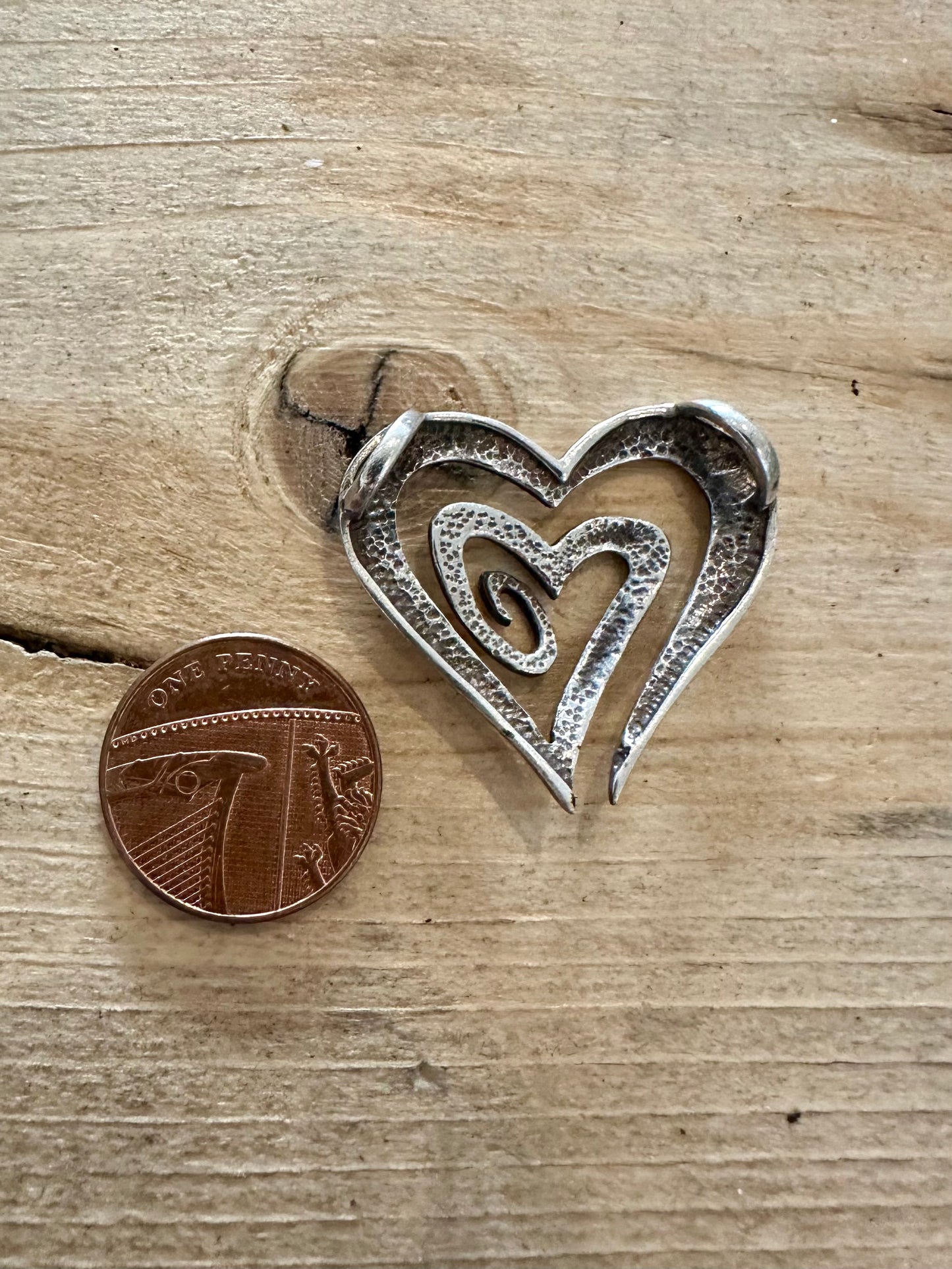 Vintage Abstract Heart 925 Silver Pendant