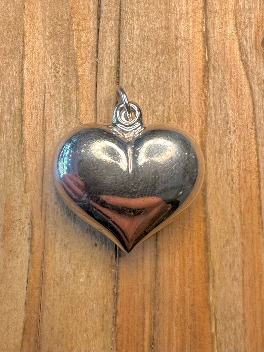 Vintage Puff Heart 925 Sterling Silver Pendant