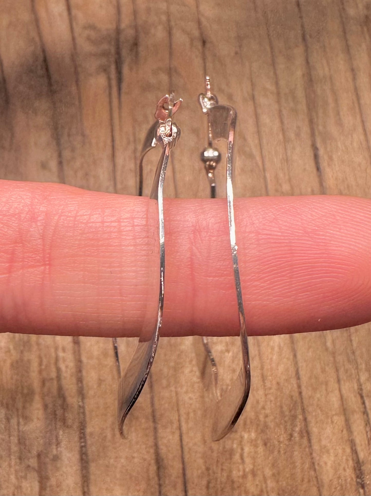 Abstract Wavy Flat Hoops 925 Sterling Silver Earrings