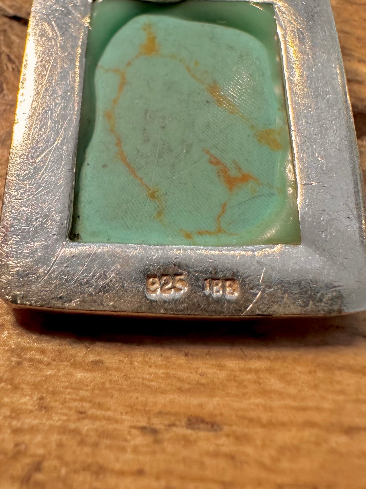 Modern Turquoise Inlay Rectangle 925 Silver Pendant