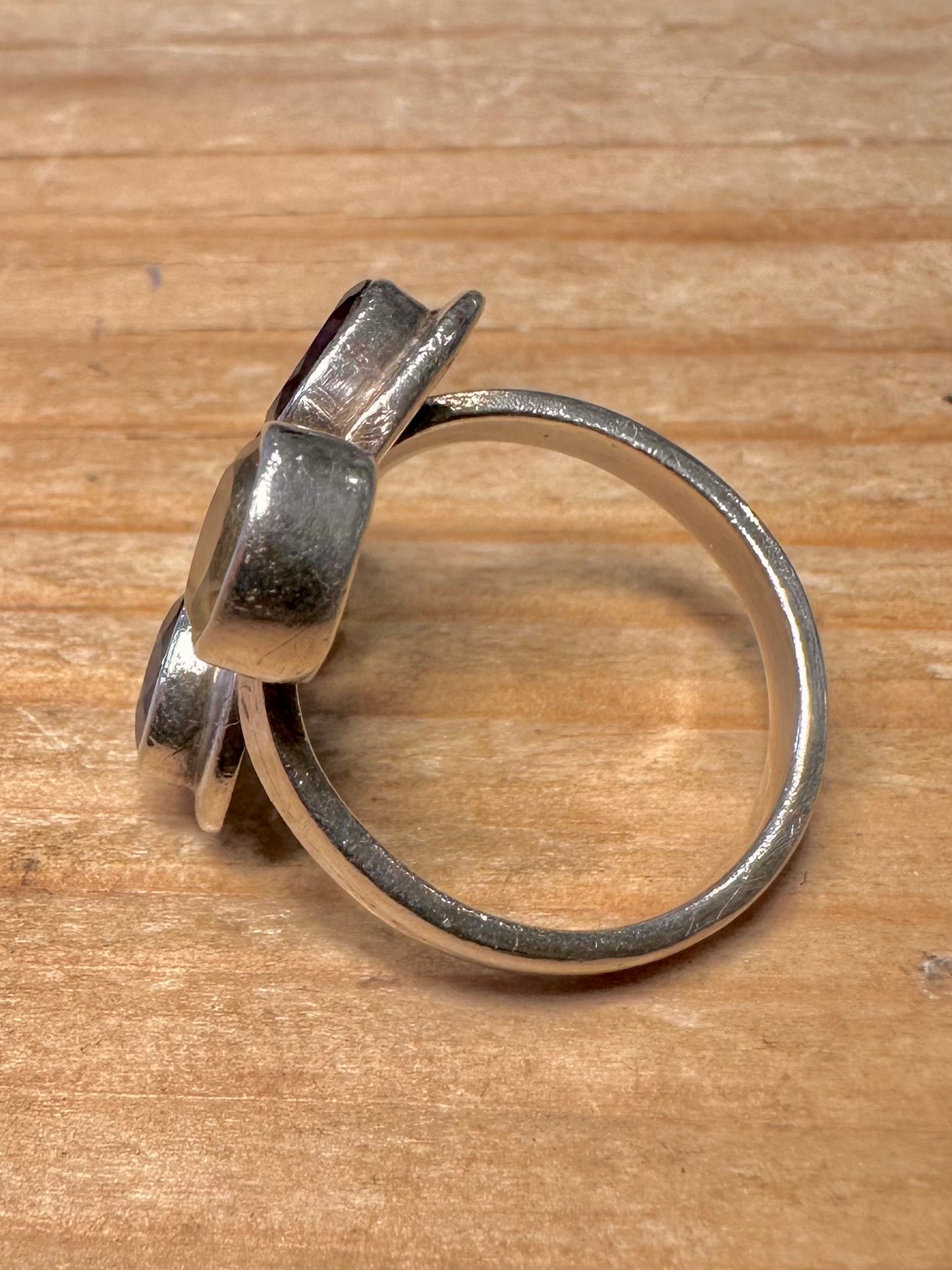 Abstract Multi Gemstone 925 Sterling Silver Size Q Ring