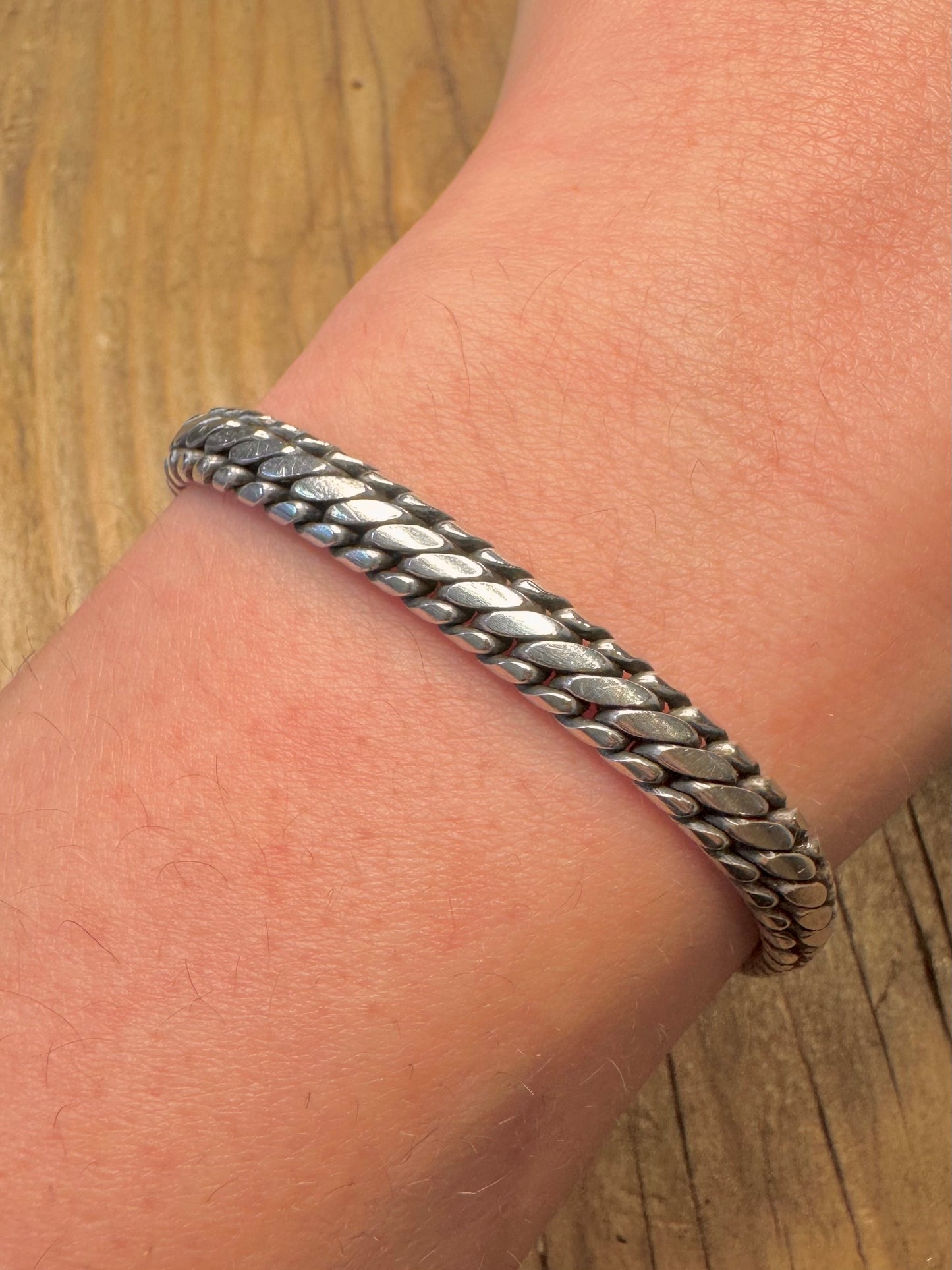 Vintage Woven Chain 925 Sterling Silver 7.2 inch Bracelet
