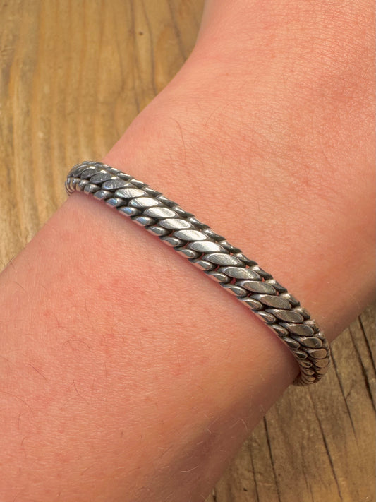 Vintage geflochtene Kette 925 Sterlingsilber 7,2 Zoll Armband