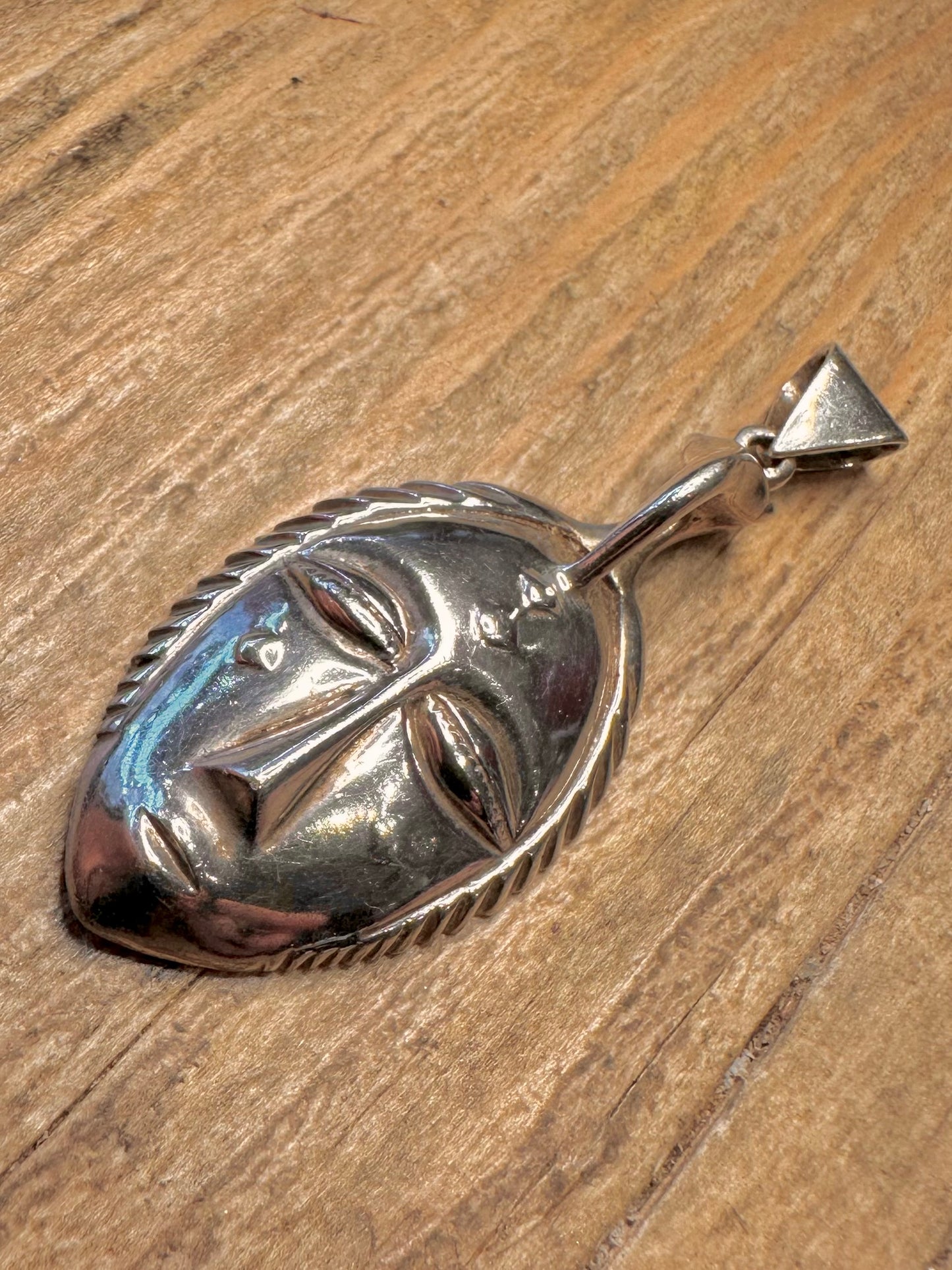 Anhänger Vintage Afrikanische Maske aus 925 Sterling Silber