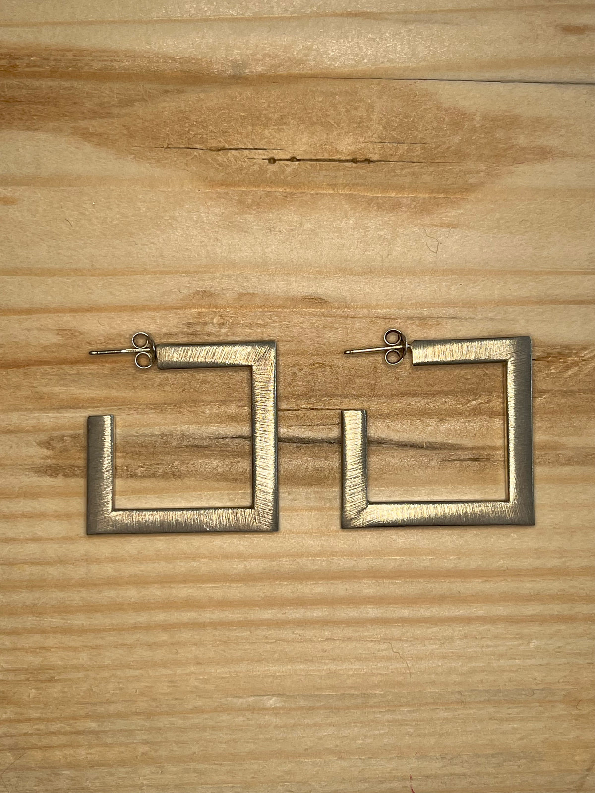 Textured Square Darker 925 Sterling Silver Hoop Earrings