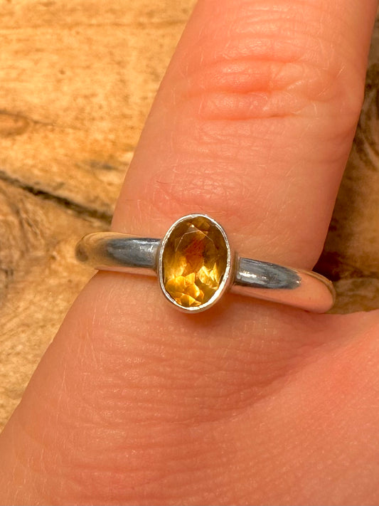 Vintage Citrine 925 Silver Size M Ring