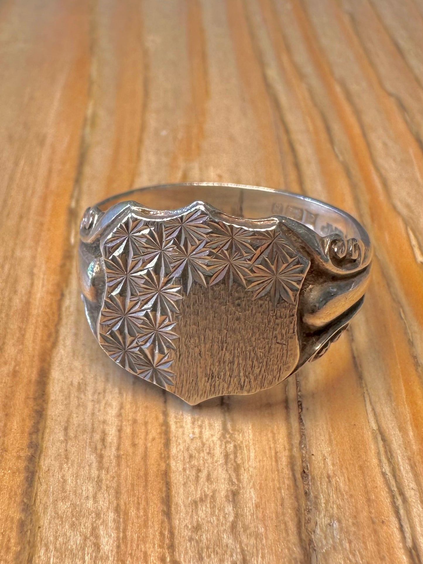 Vintage 1976 Star Engraved Signet 925 Sterling Silver Size W1/2 Ring