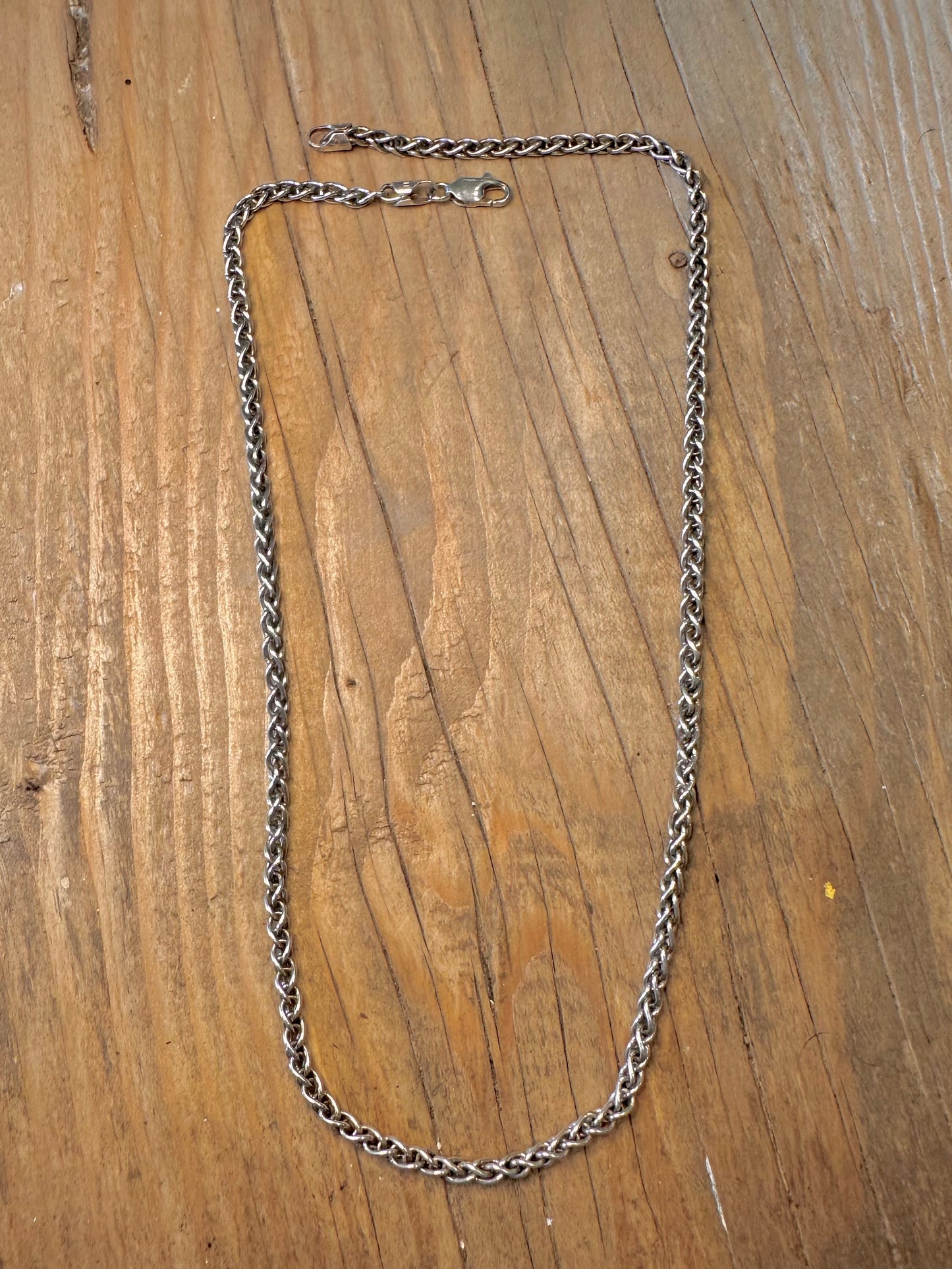 Wheat Link Chain Italy 925 Sterling Silver 18 inch Necklace