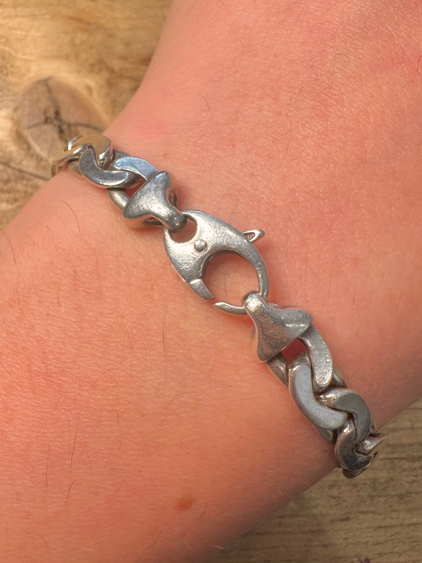 Vintage Unique Oval Curb Link 925 8 inch Necklace