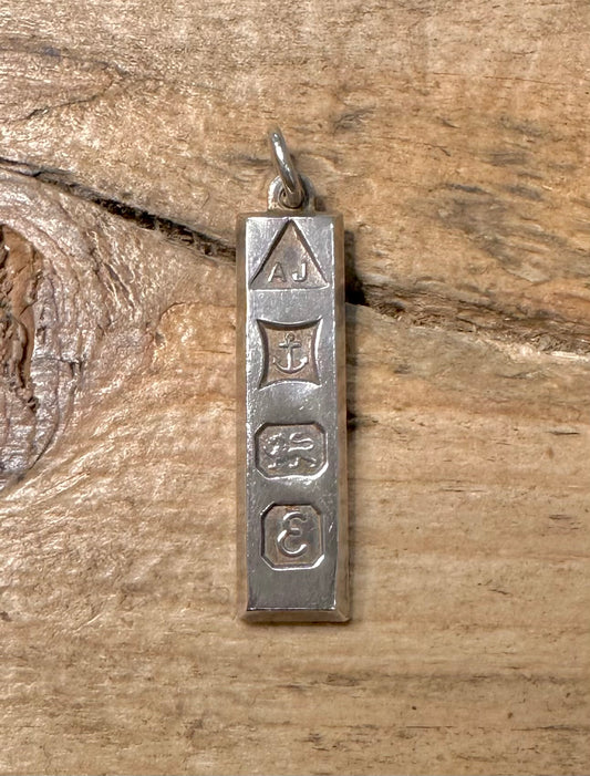 Vintage 1979 Ingot AJ Maker 925 Silver Pendant