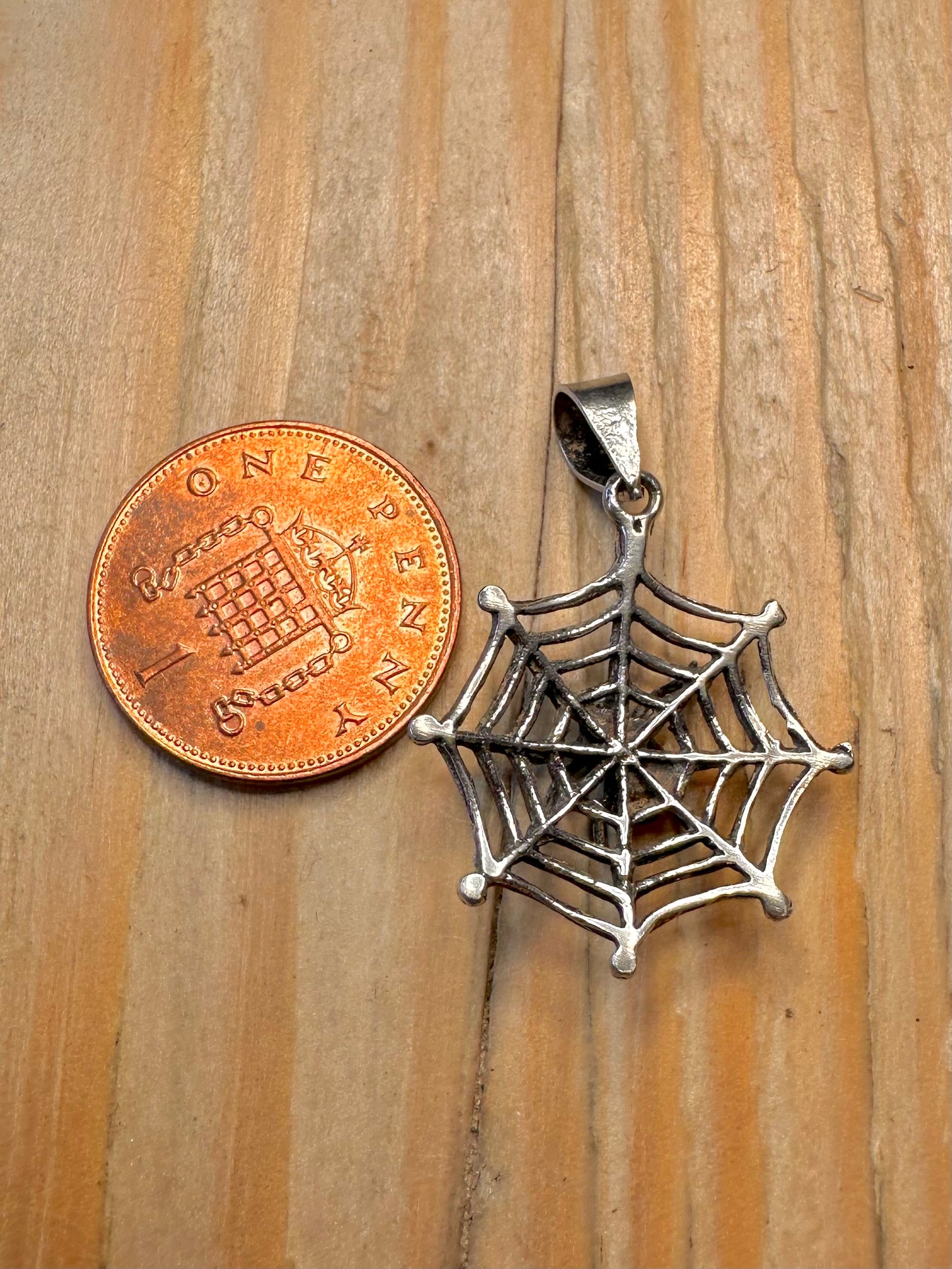 Vintage Spiderweb 925 Silver Pendant