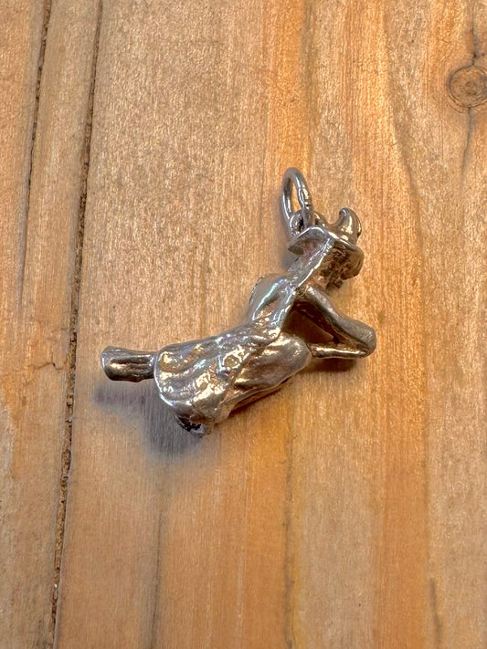 Vintage Witch 925 Sterling Silver Charm Pendant