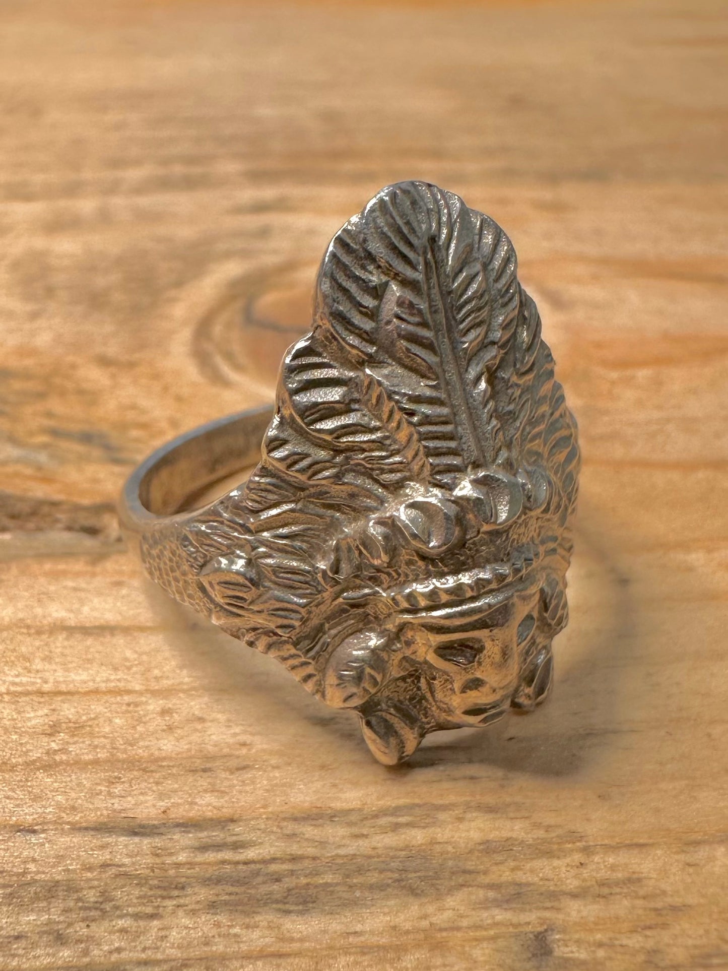 Vintage Native American Head 925 Silver Size U1/2 Ring
