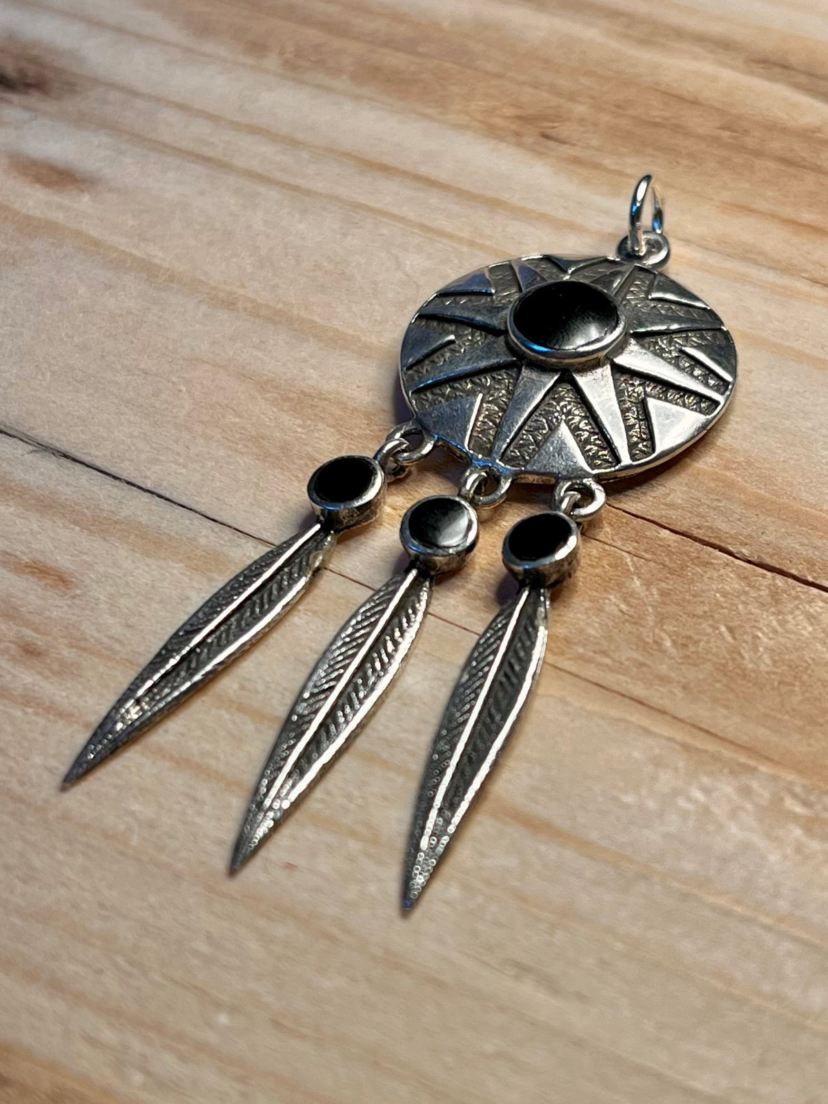 Black Onyx Dream Catcher 925 Sterling Silver Pendant