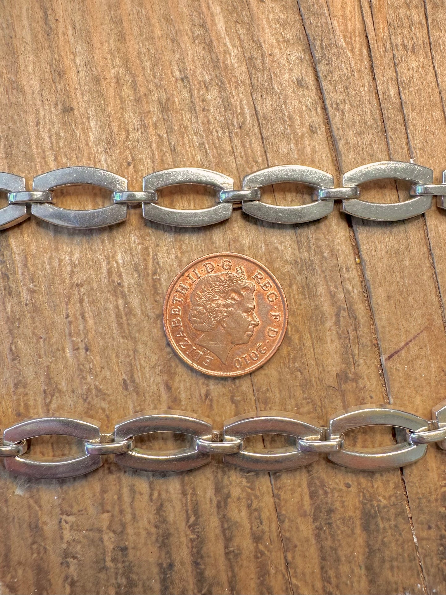 Abstract 2001 Oval Link T Bar 925 Sterling Silver 18 inch Necklace
