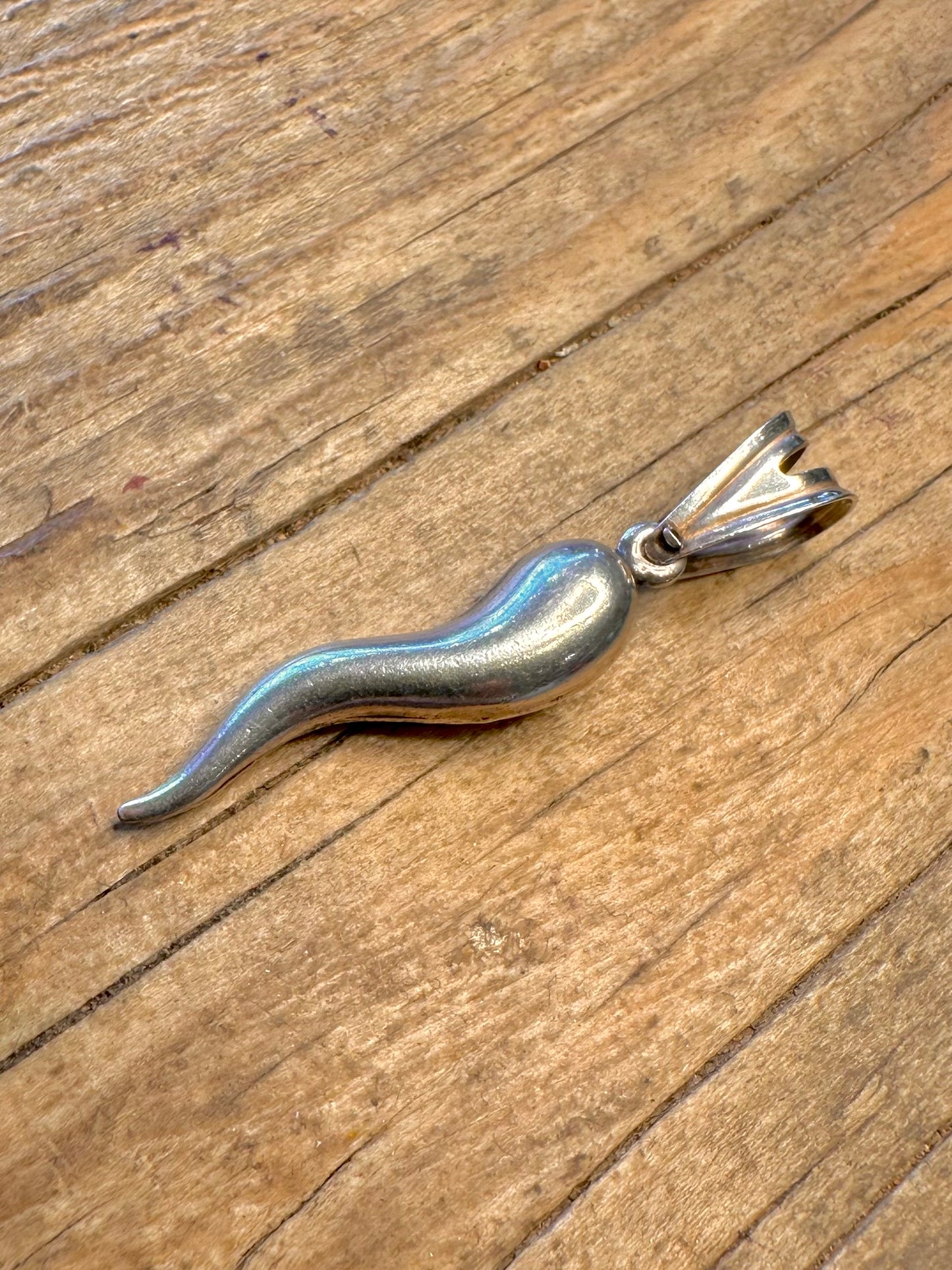 Vintage Horn Cornicello 925 Sterling Silver Pendant
