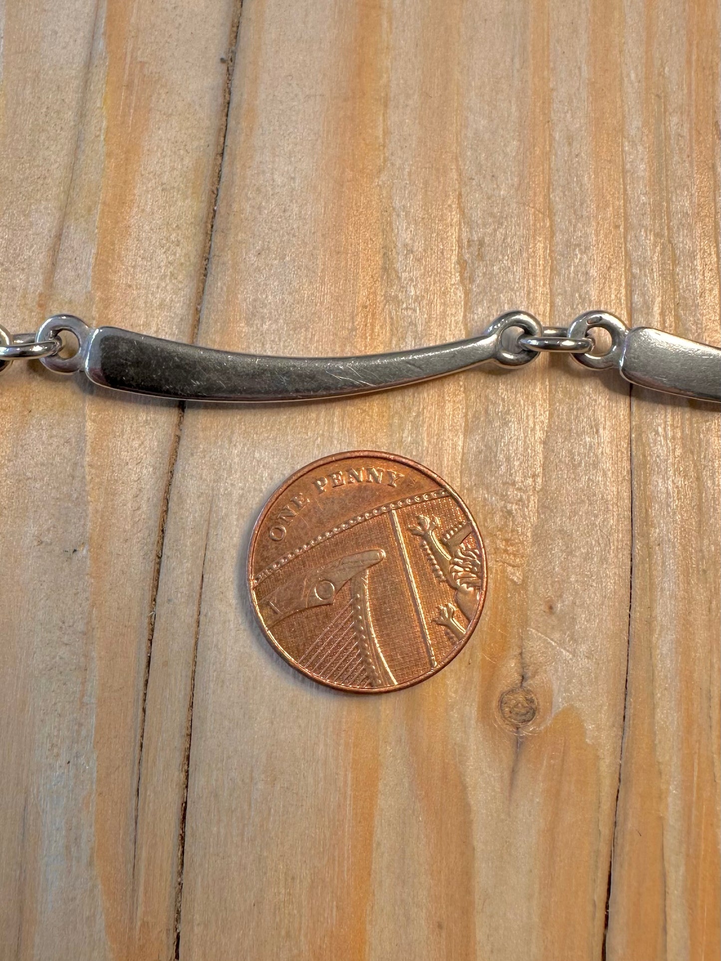 Abstract Bar Link 925 Silver 16.5 Inch Necklace