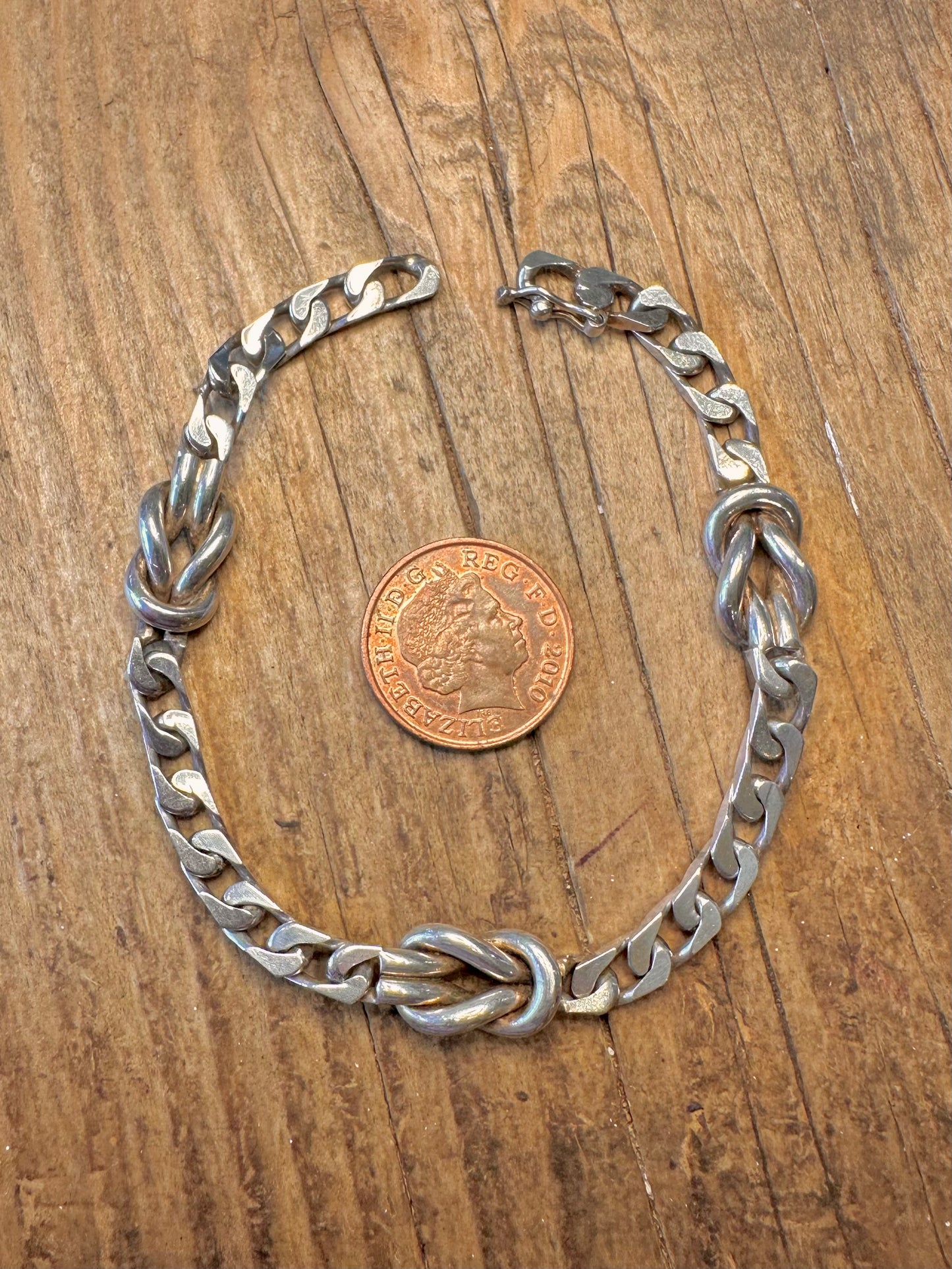 Knot Link Curb Chain 925 Sterling Silver 7.5 inch Bracelet
