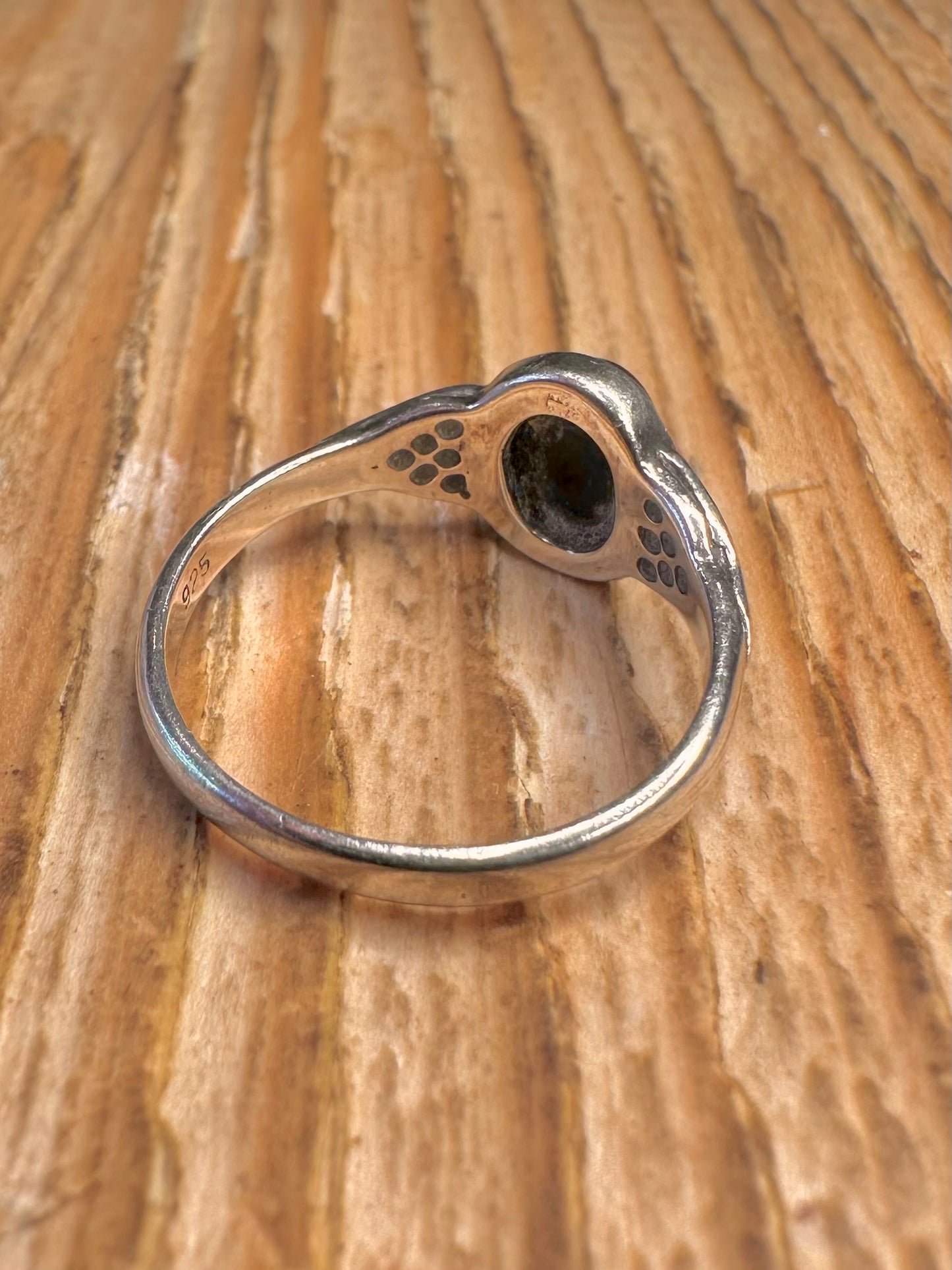 Vintage Black Stone Celtic 925 Sterling Silver Size L Ring