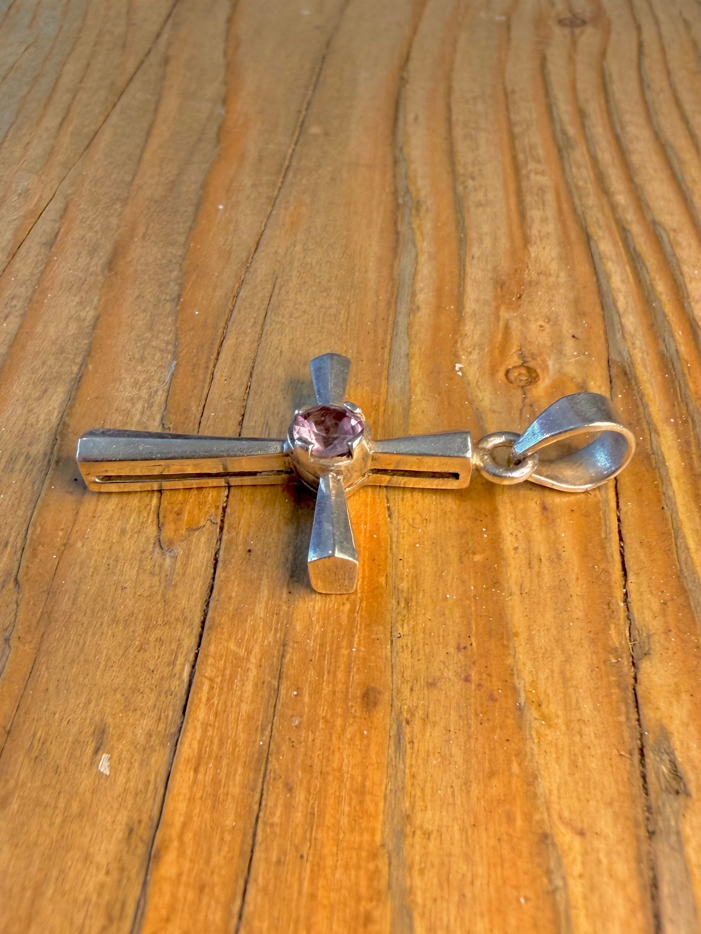 Amethyst Cross 925 Sterling Silver Pendant
