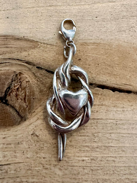 Vintage Lovers Knot Heart 925 Silver Pendant