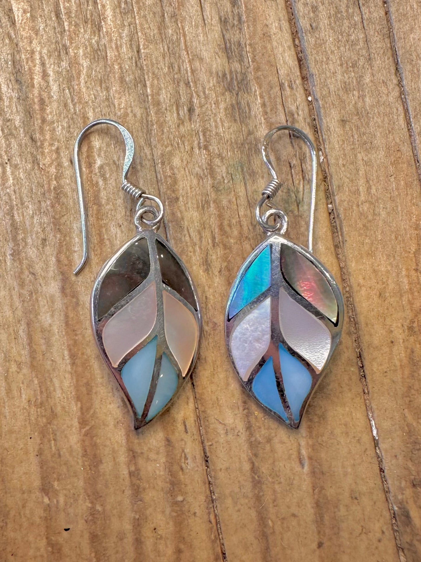 Mother of Pearl Leaf 925 Sterling Silver Earrings